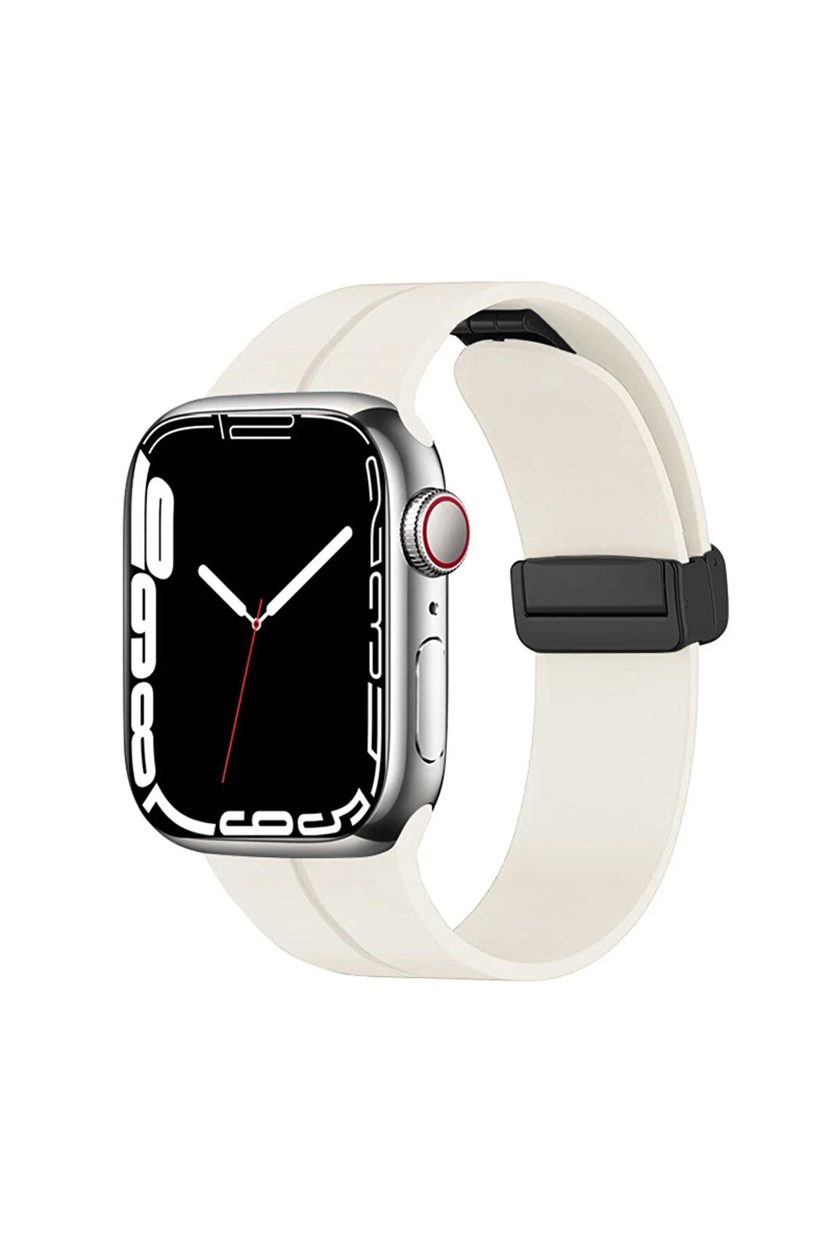 Apple Watch 42-44-45-49mm için Metal Tokalı Silikon kordon-84 Soft White