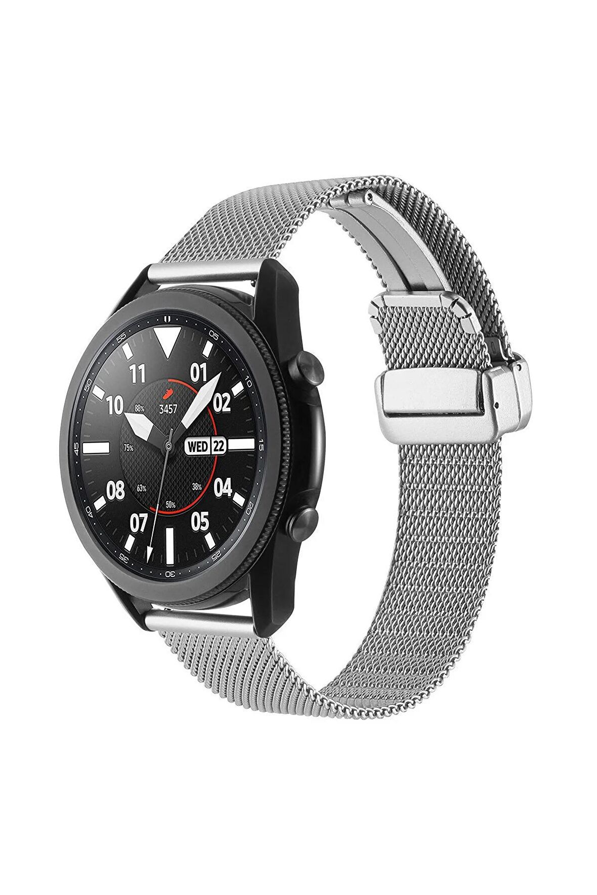 Honor Magic Watch 2 (46mm) 22mm için Klipsli Hasır Metal Kordon-85 Gümüş