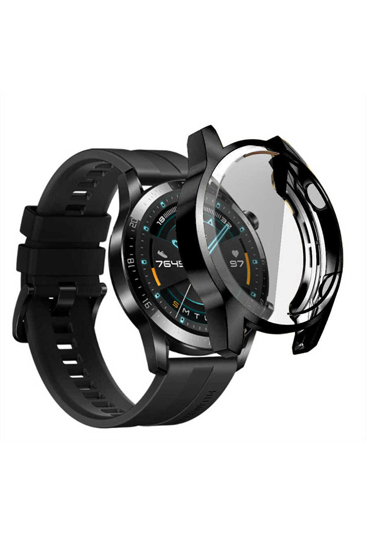 Huawei GT2 46mm Akıllı Saat Kasa ve Ekran Koruyucu Gard-02 Siyah
