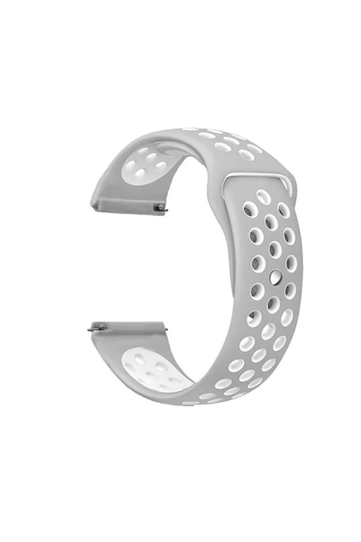 Amazfit GTS 3 20mm için Delikli Silikon Kordon-02 Gümüş-Gri