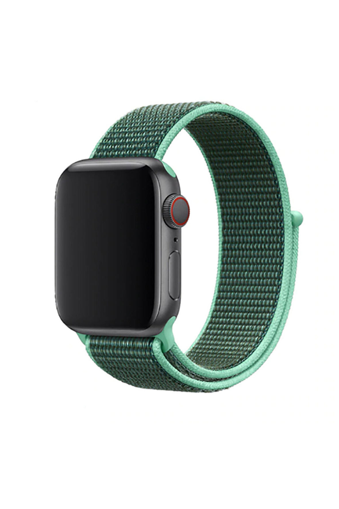 Mobicas Apple  Watch 42-44-45-49mm Uyumlu Cırtlı Kumaş Kordon-03 Açık Yeşil