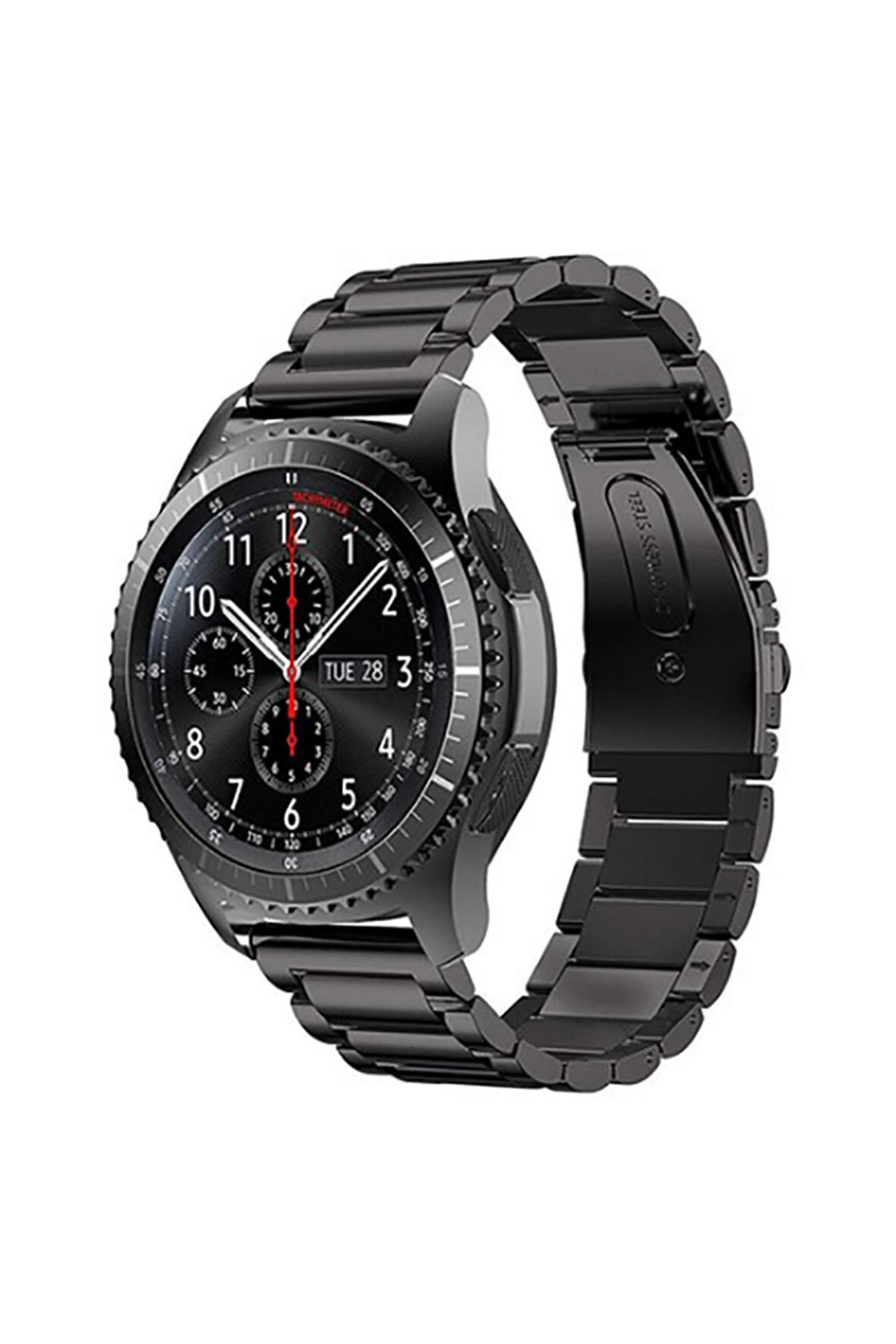 Huawei Watch GT 3 Pro Titanium (46mm) 22mm için Klasik Metal Kordon-04 Siyah