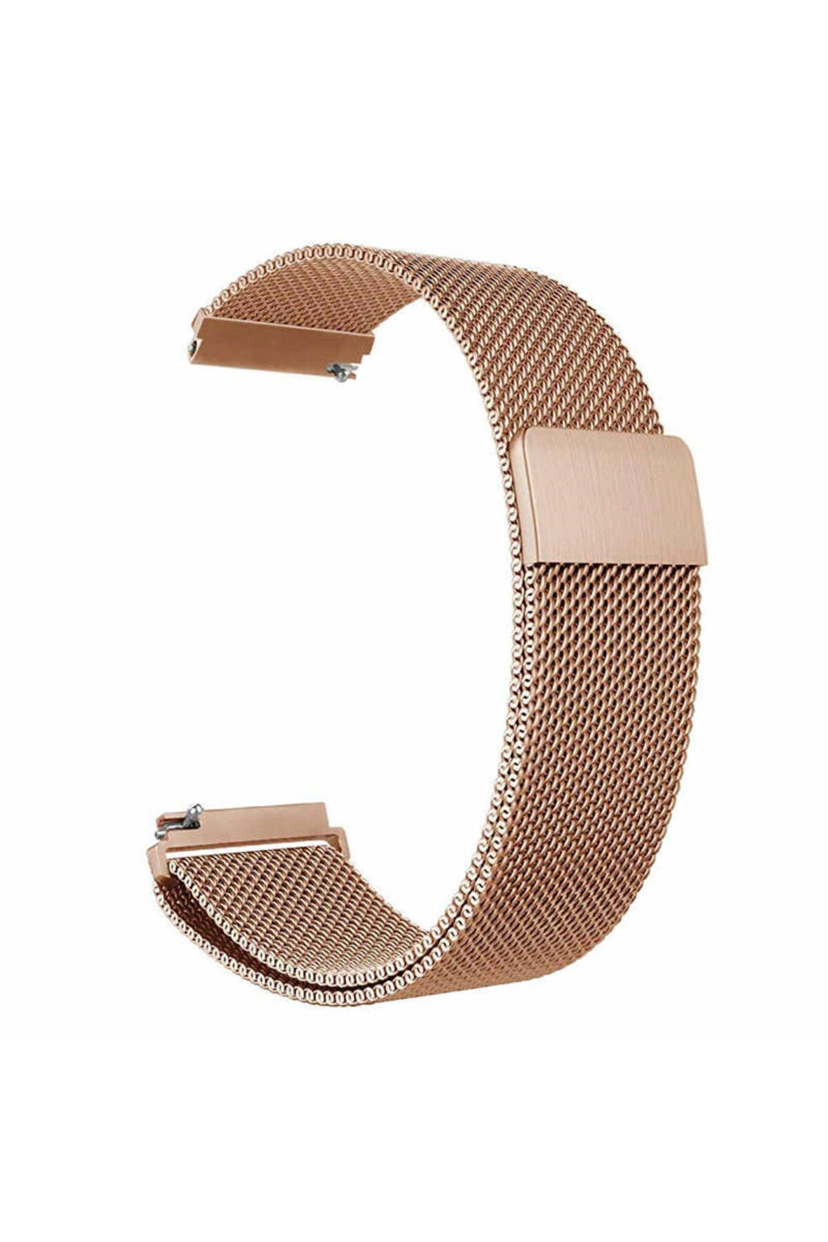 Huawei Watch GT 2 (42mm) 20mm için Mıknatıslı Hasır Metal Kordon-12 Rose Gold