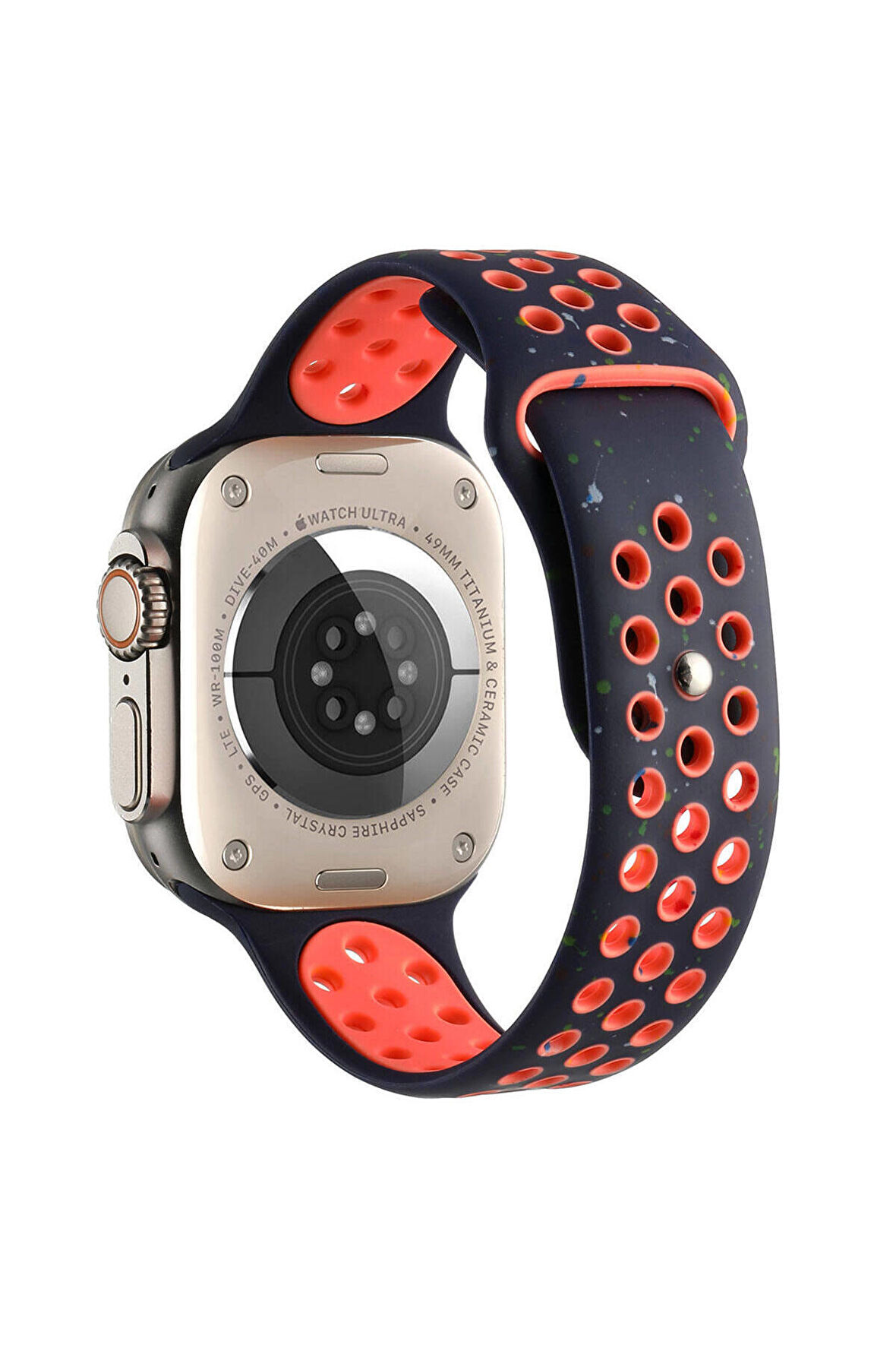 Mobicas Apple  Watch 38-40-41mm Uyumlu Delikli Renkli Silikon Kordon-2023 Lacivert