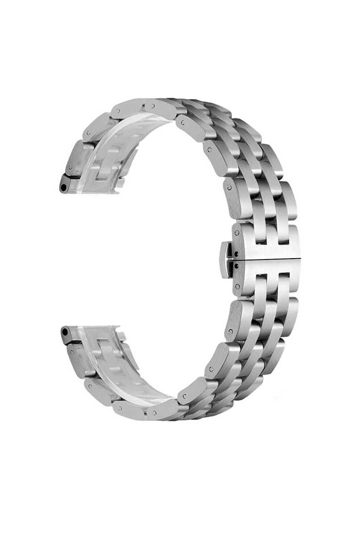 Huawei Watch GT 3 Pro Titanium (46mm) 22mm için bakla görünümlü Metal Kordon-20 Gümüş