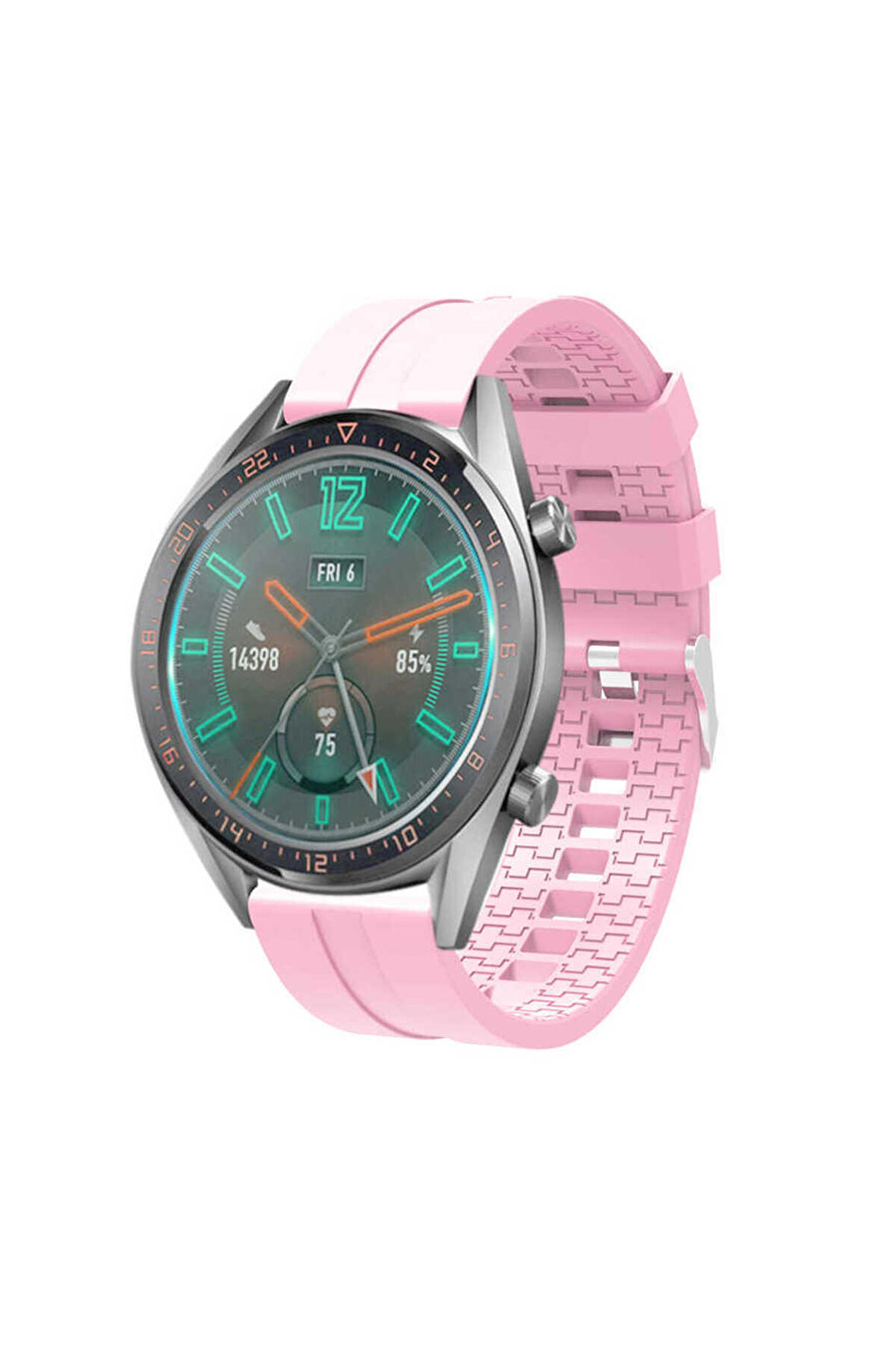 Amazfit GTR 2e (46mm) 22mm için içi desenli Silikon Kordon-23 Pembe