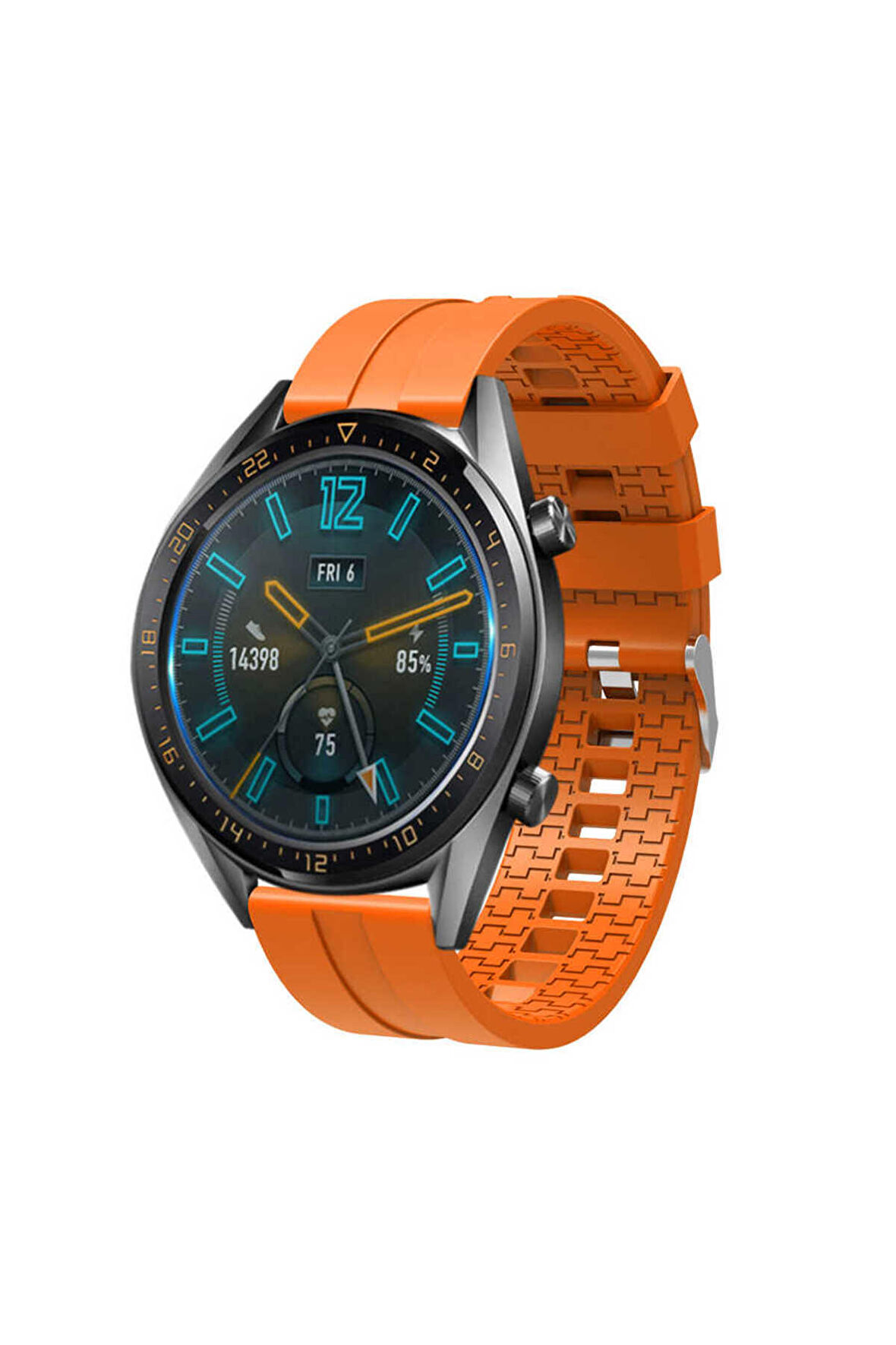 Amazfit GTR 2 Sport (46mm) 22mm için içi desenli Silikon Kordon-23 Turuncu