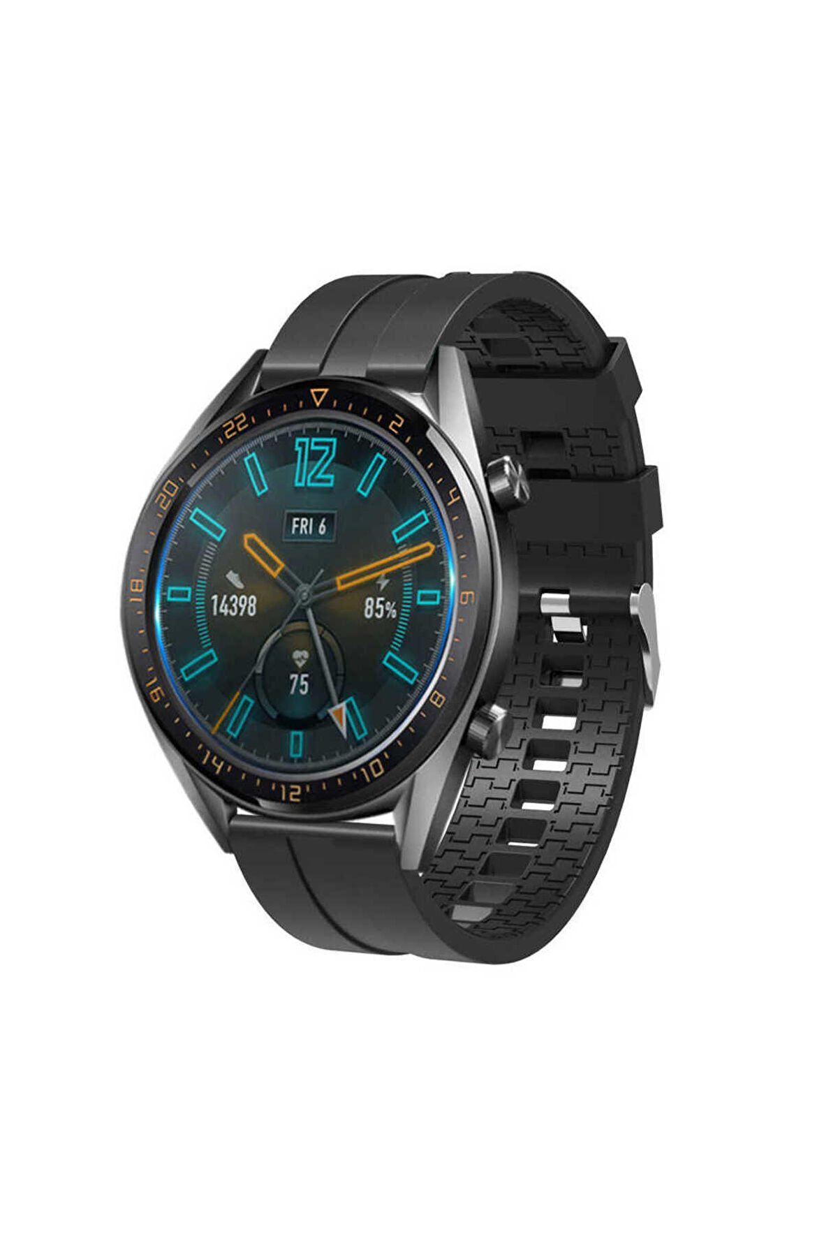 Huawei Watch GT 4 (46mm) 22mm için içi desenli Silikon Kordon-23 Siyah