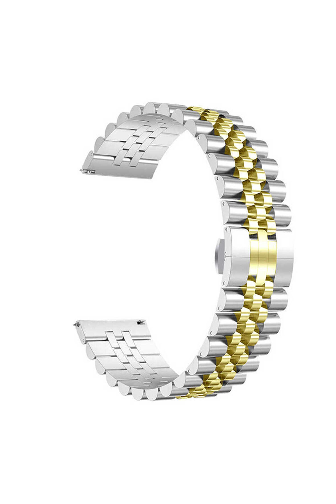 Xiaomi Watch S1 Pro 22mm için Zincir görünümlü Metal Kordon-36 Gümüş-Gold