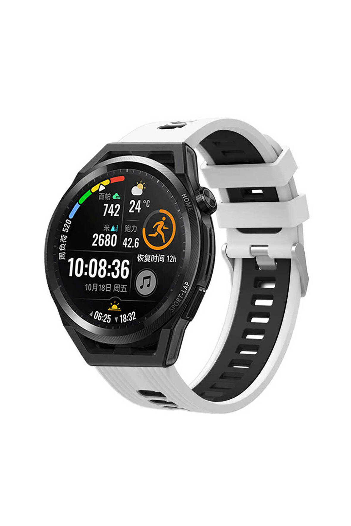 Xiaomi Watch S1 Active 22mm için iki renkli Silikon Kordon-55 Beyaz-Siyah