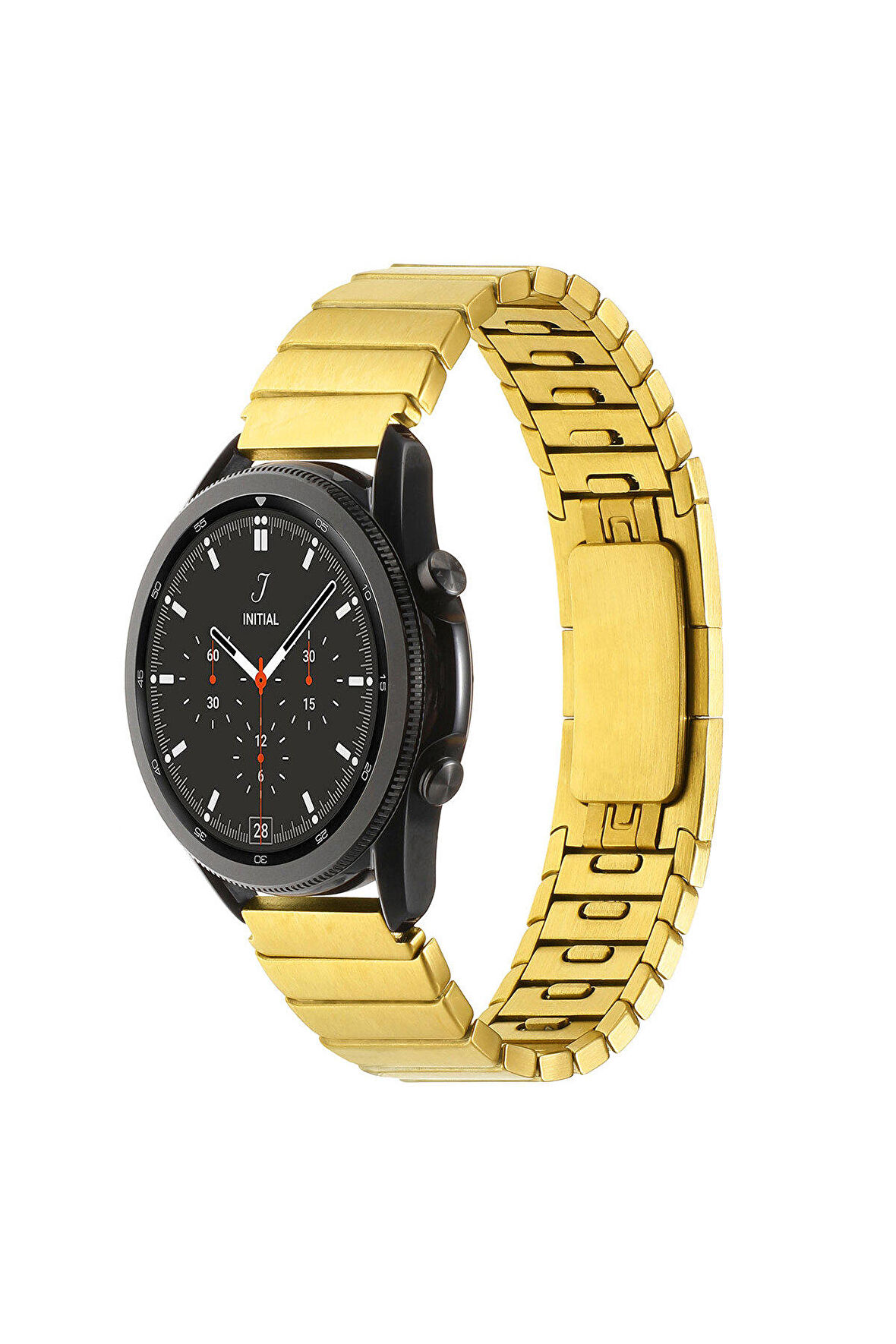 Huawei Watch GT 3 Pro Titanium (46mm) 22mm için Parçalı Çizgi Tasarımlı Metal Kordon-82 Gold