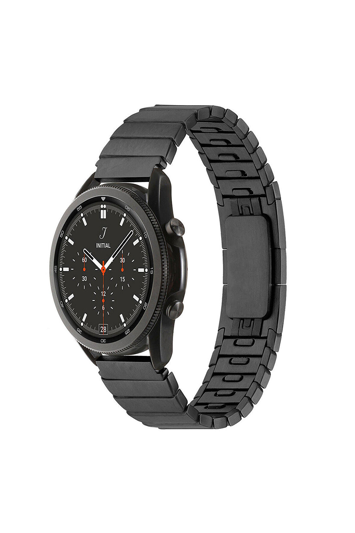 Huawei Watch GT 3 Pro Titanium (46mm) 22mm için Parçalı Çizgi Tasarımlı Metal Kordon-82 Siyah