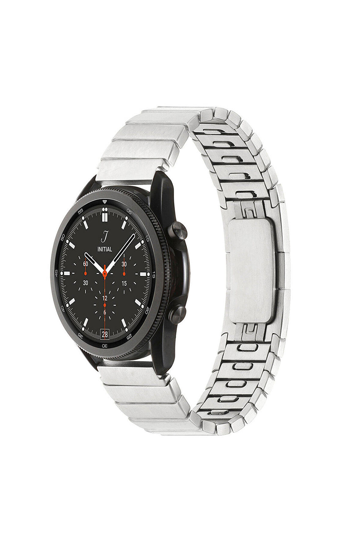 Xiaomi Watch S1 Active 22mm için Parçalı Çizgi Tasarımlı Metal Kordon-82 Gümüş