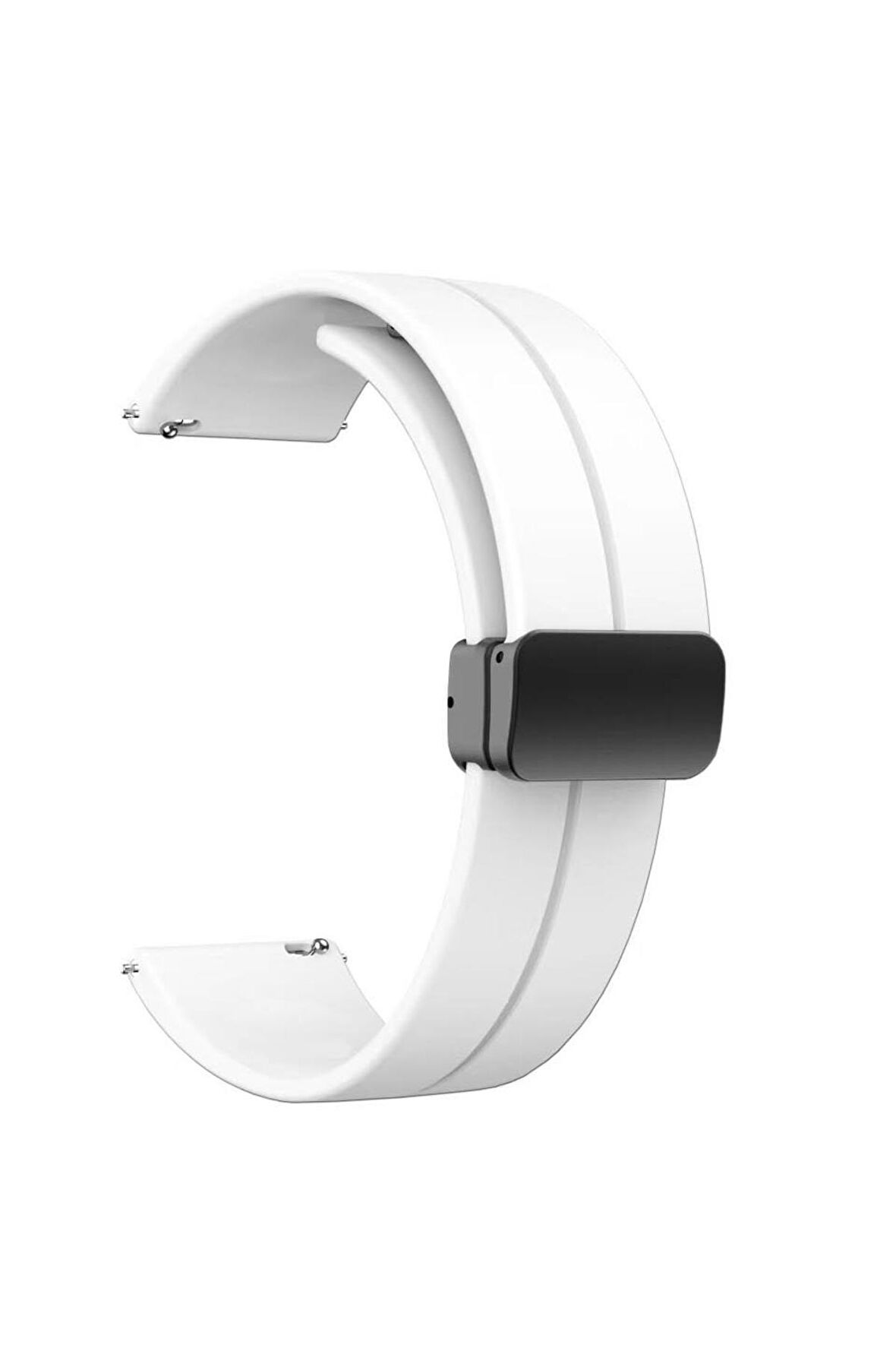 Galaxy Gear S2 (20mm) için Metal Tokalı Silikon Kordon-84 Beyaz