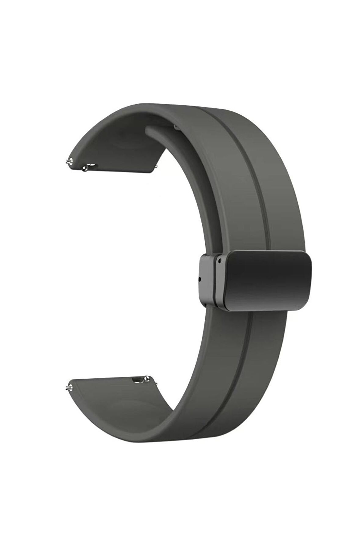 Galaxy Watch 5 Pro (45mm) için Metal Tokalı Silikon Kordon-84 Koyu Gri