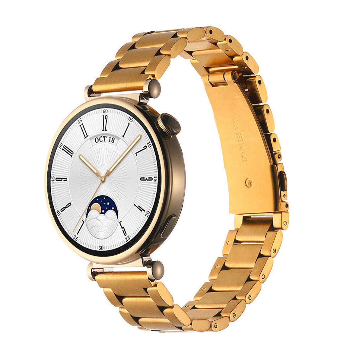 Huawei GT4 (41mm) 18mm için Metal Kordon-04 Gold