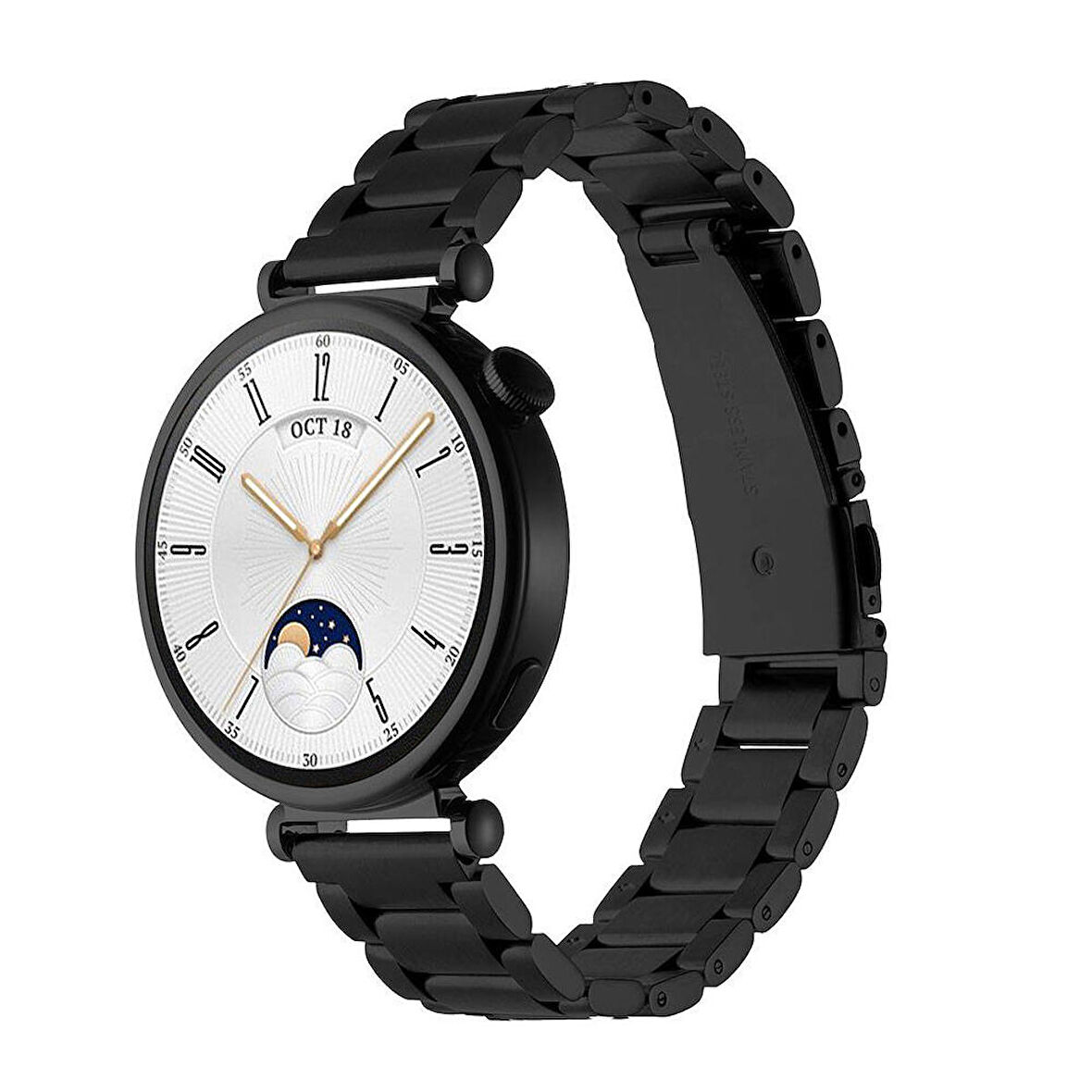 Huawei GT4 (41mm) 18mm için Metal Kordon-04 Siyah