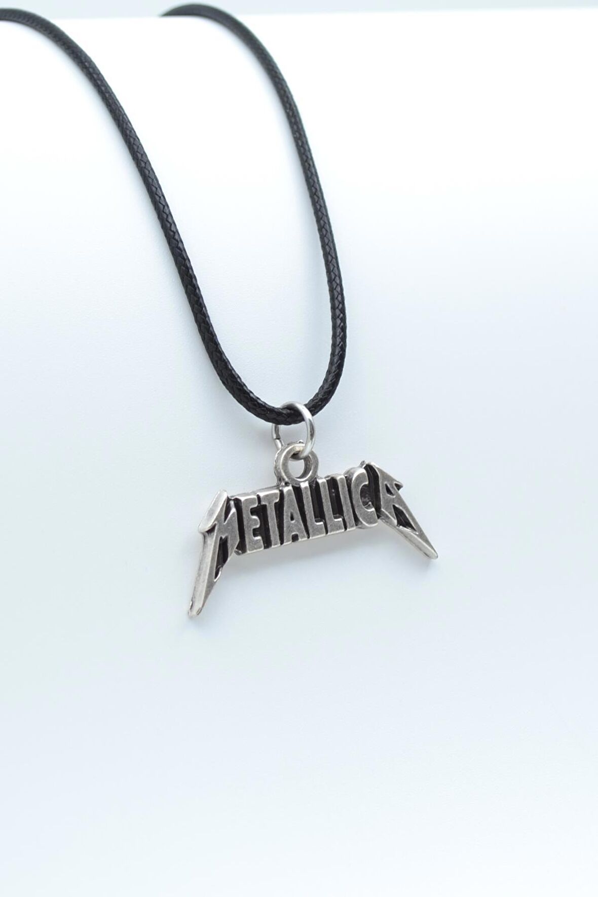 Metallica Kolye Deri İp Kolye Gümüş Kaplama Erkek Kadın Kolye
