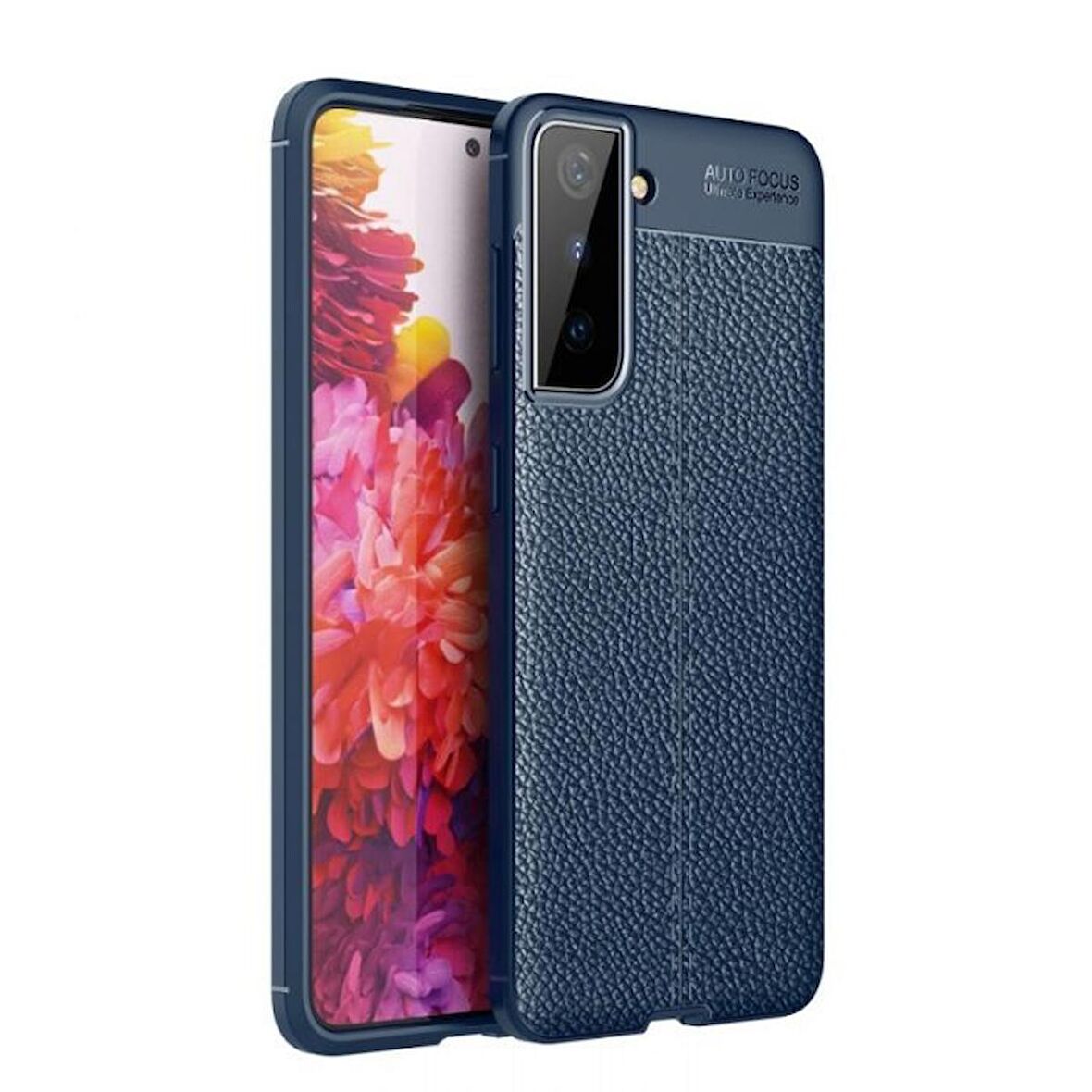Smcase Samsung Galaxy S21 FE Kılıf Niss Deri Dokulu Silikon  Nano Ekran Koruyucu