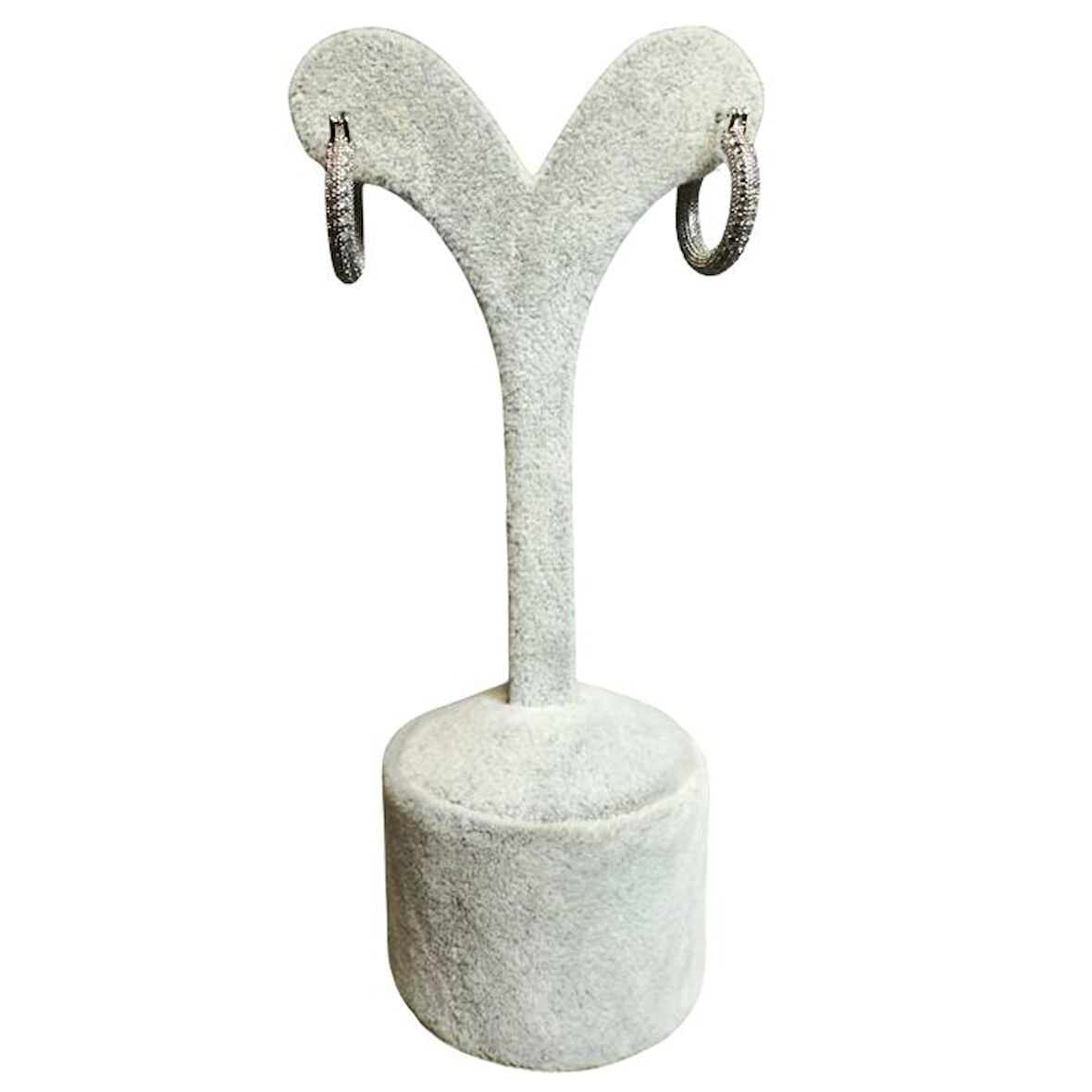 Uretti - İREM 3914 Zirkon Taşlı Minimal Şık Çelik Halka Küpe