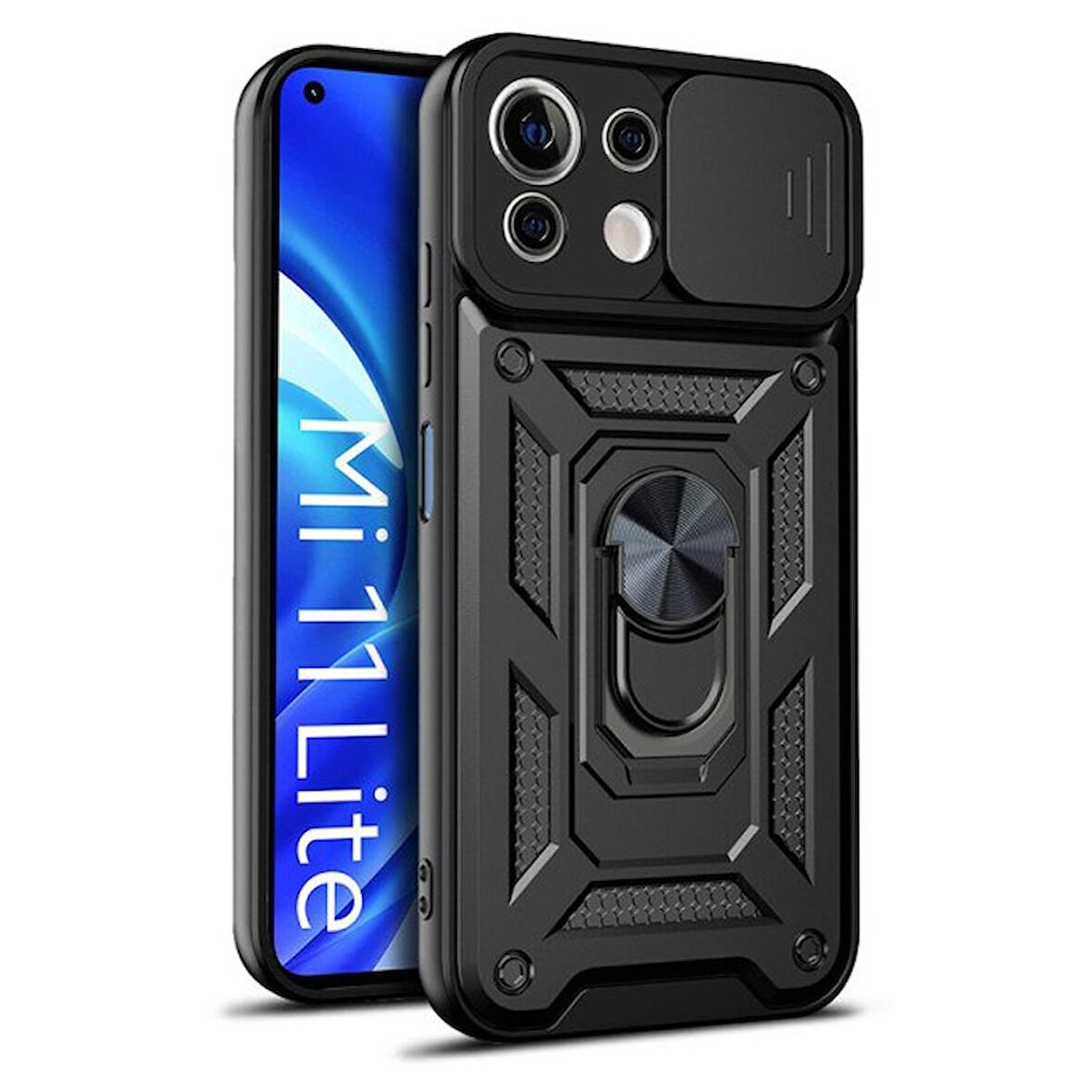 Smcase Xiaomi Mi 11 Lite Kılıf Kamera Korumalı Pars Yüzüklü Tank Silikon 