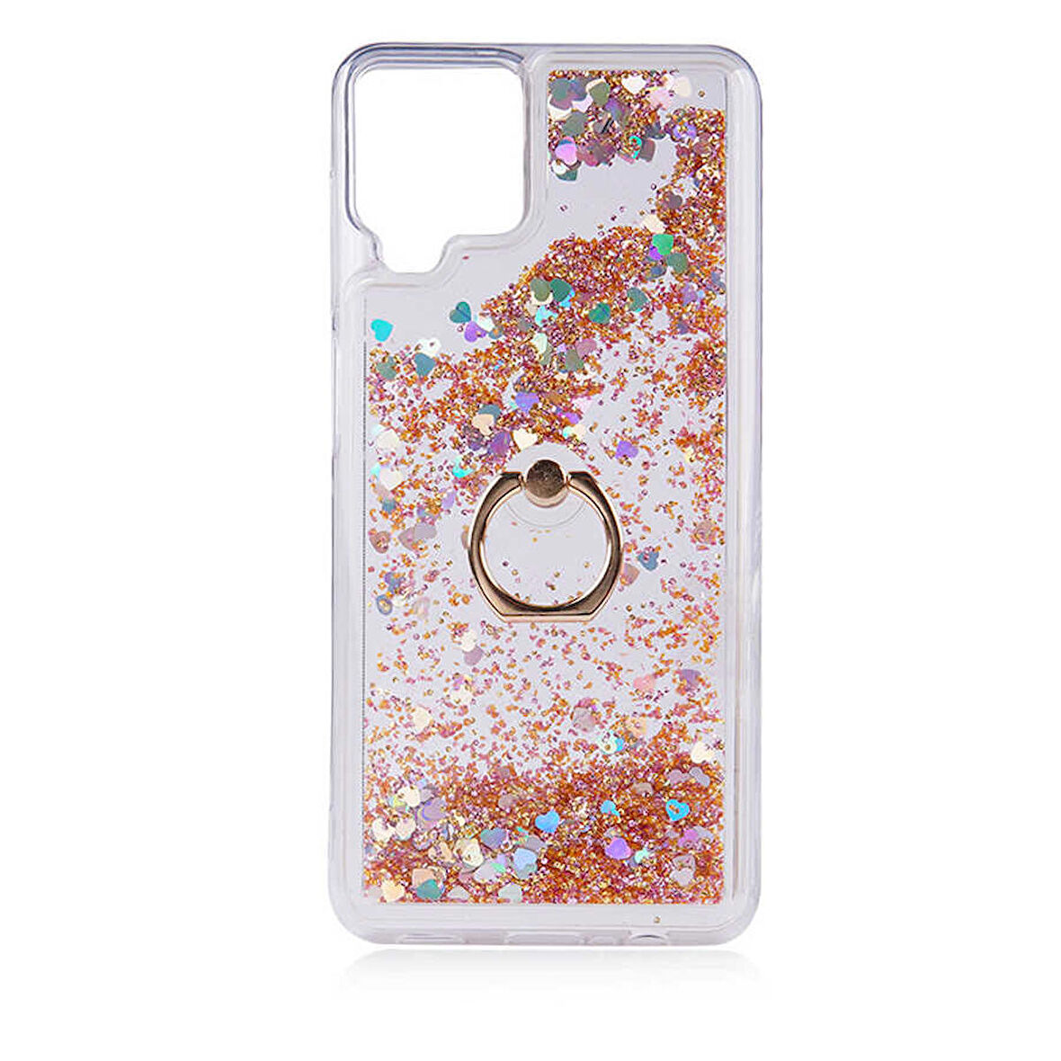 Smcase Samsung Galaxy M12 Kılıf Sulu Yüzüklü Milce Glitter Silikon