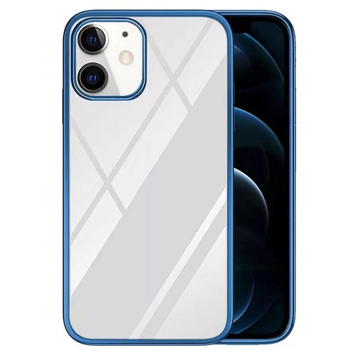 Smcase iPhone 12 Kılıf Tarex Pixel Plating Lazer Sert Rubber Silikon  Nano Ekran Koruyucu