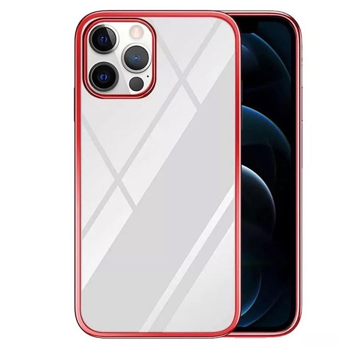 Smcase iPhone 12 Pro Kılıf Tarex Pixel Plating Lazer Sert Rubber Silikon  Nano Ekran Koruyucu