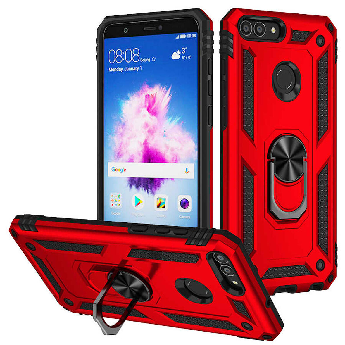Gpack Huawei P Smart Kılıf Vega Tank Standlı Yüzüklü Mıknatıslı