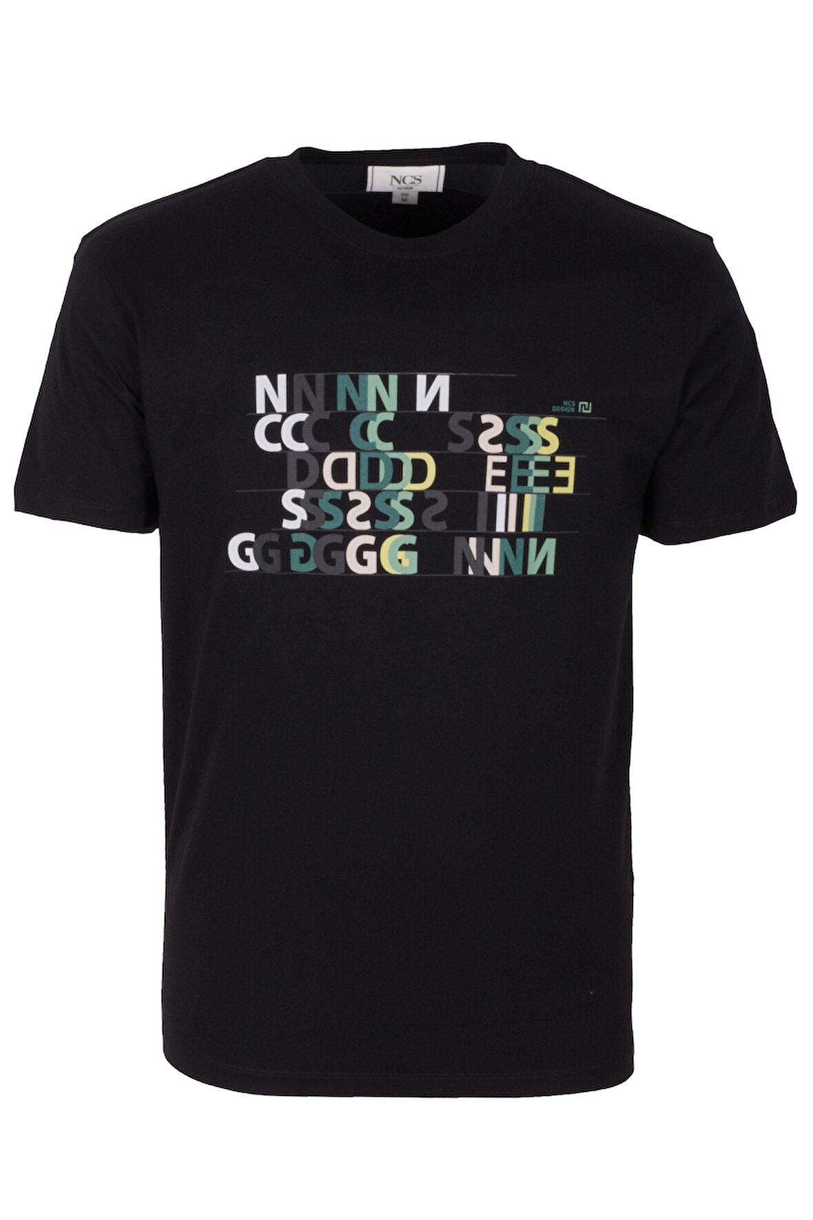 Erkek Tişört Bisiklet Yaka Siyah Slim Fit Baskılı T-shirt NCS JEANS 1295