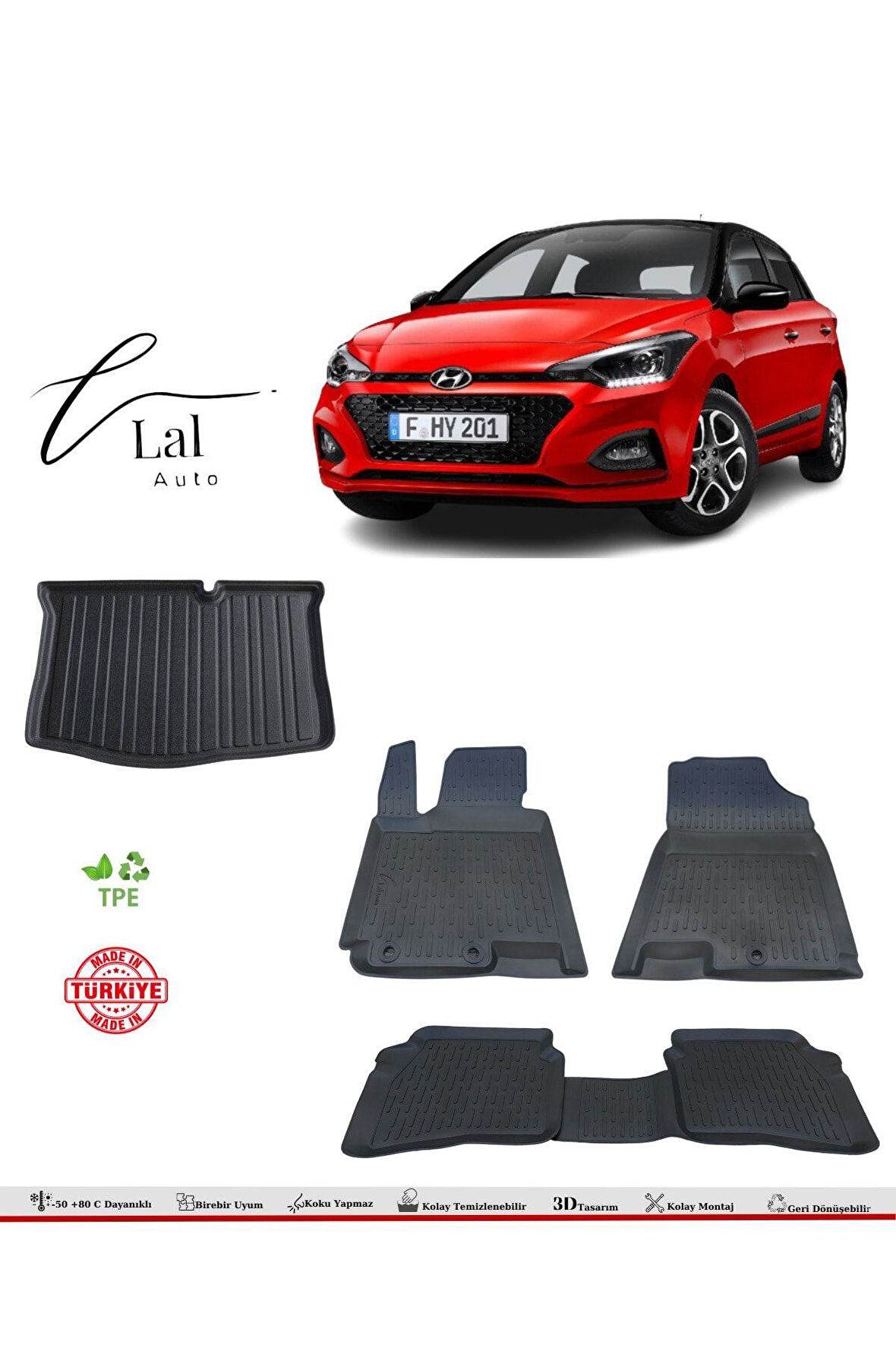 Hyundai I20 2015-2020 3D Havuzlu Paspas Bagaj Havuzu Seti