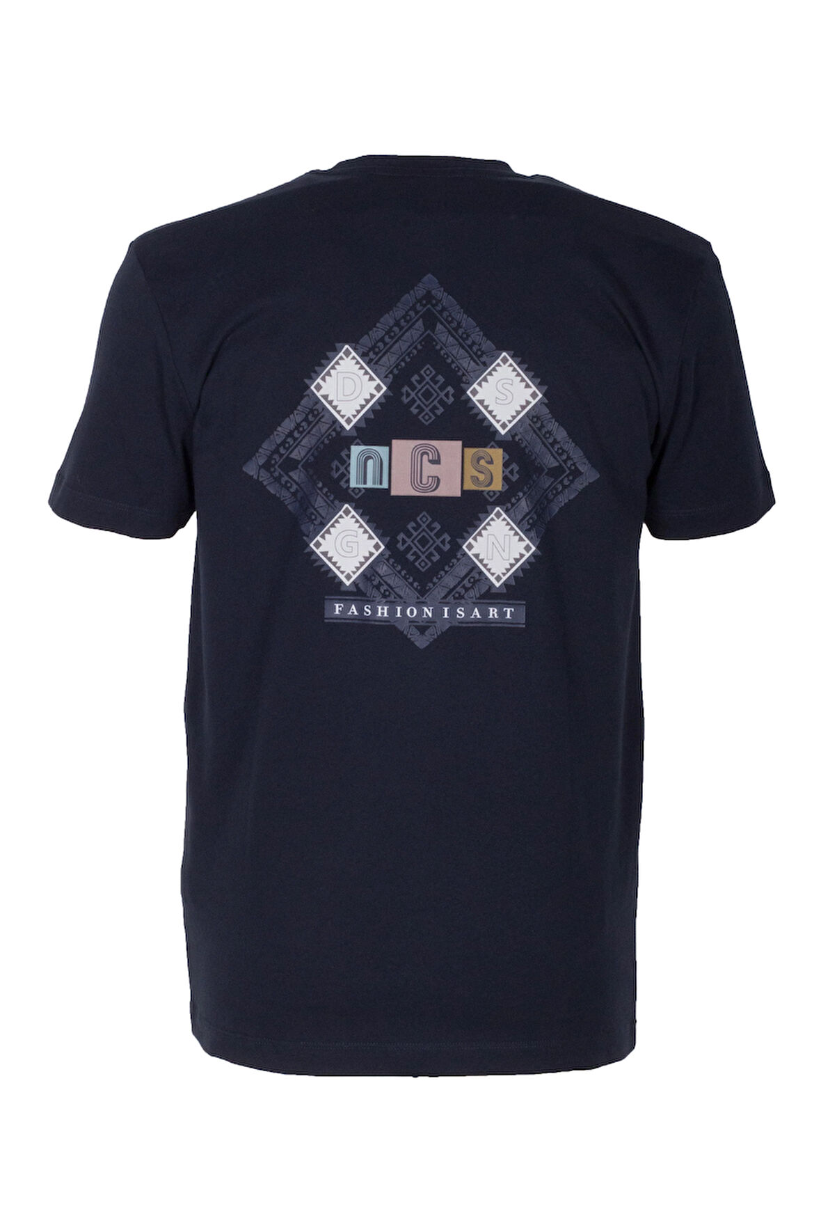 Erkek Tişört Bisiklet Yaka Lacivert Slim Fit Baskılı T-shirt NCS JEANS 1297