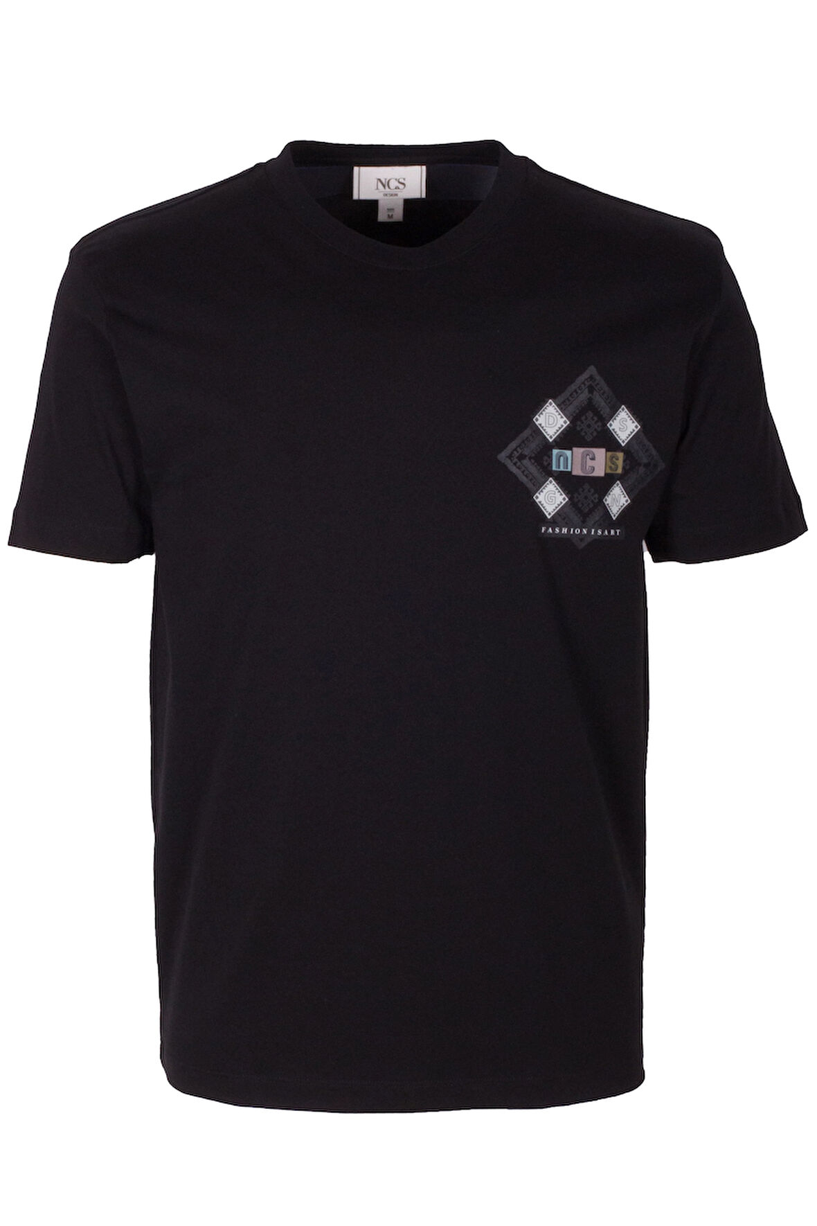 Erkek Tişört Bisiklet Yaka Siyah Slim Fit Baskılı T-shirt NCS JEANS 1297