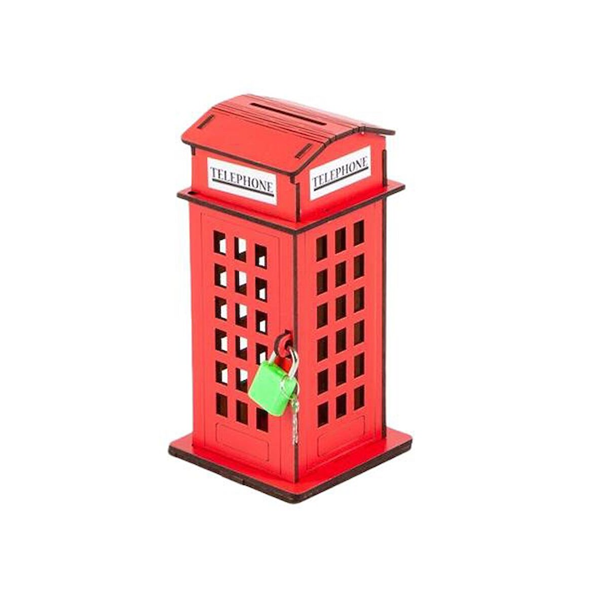 Ahşap Kumbara London Telefon Kulübesi 16 cm