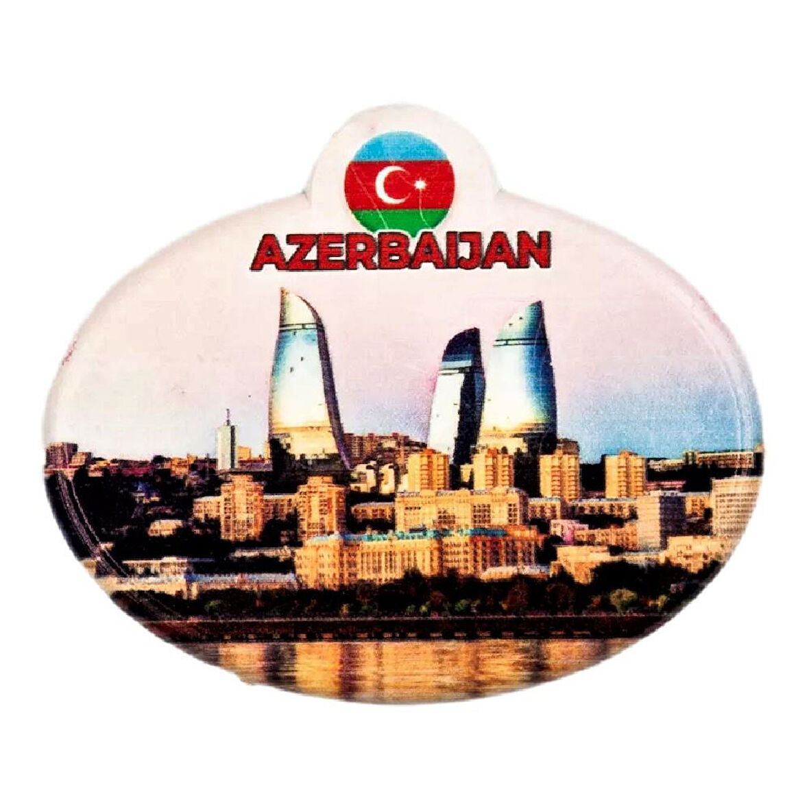 Azerbaycan Flame Towers Oval Magnet