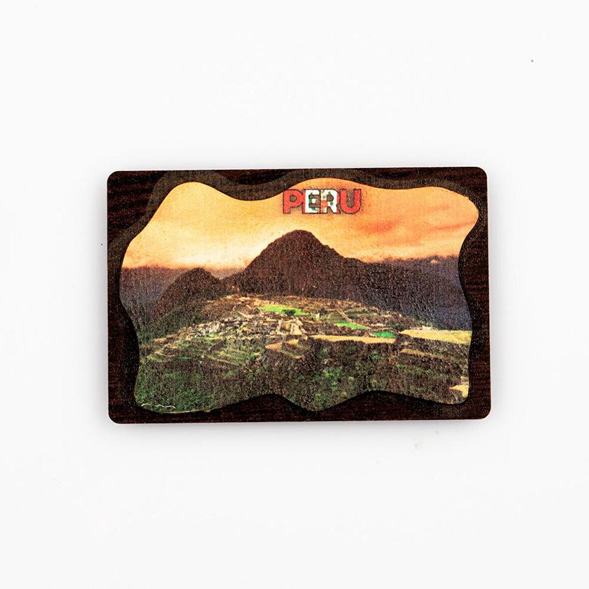 Peru İnka Kalesi Temalı Deri Magnet Ahşap Tabaka