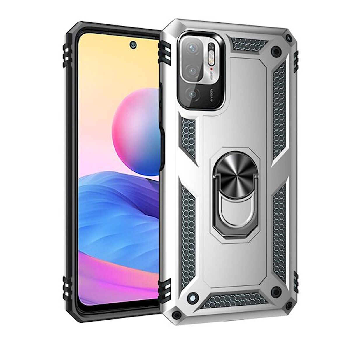 Smcase Xiaomi Redmi Note 10 5g Kılıf Vega Yüzüklü Çift Katmanlı Tank Kapak  Nano Ekran Koruyucu