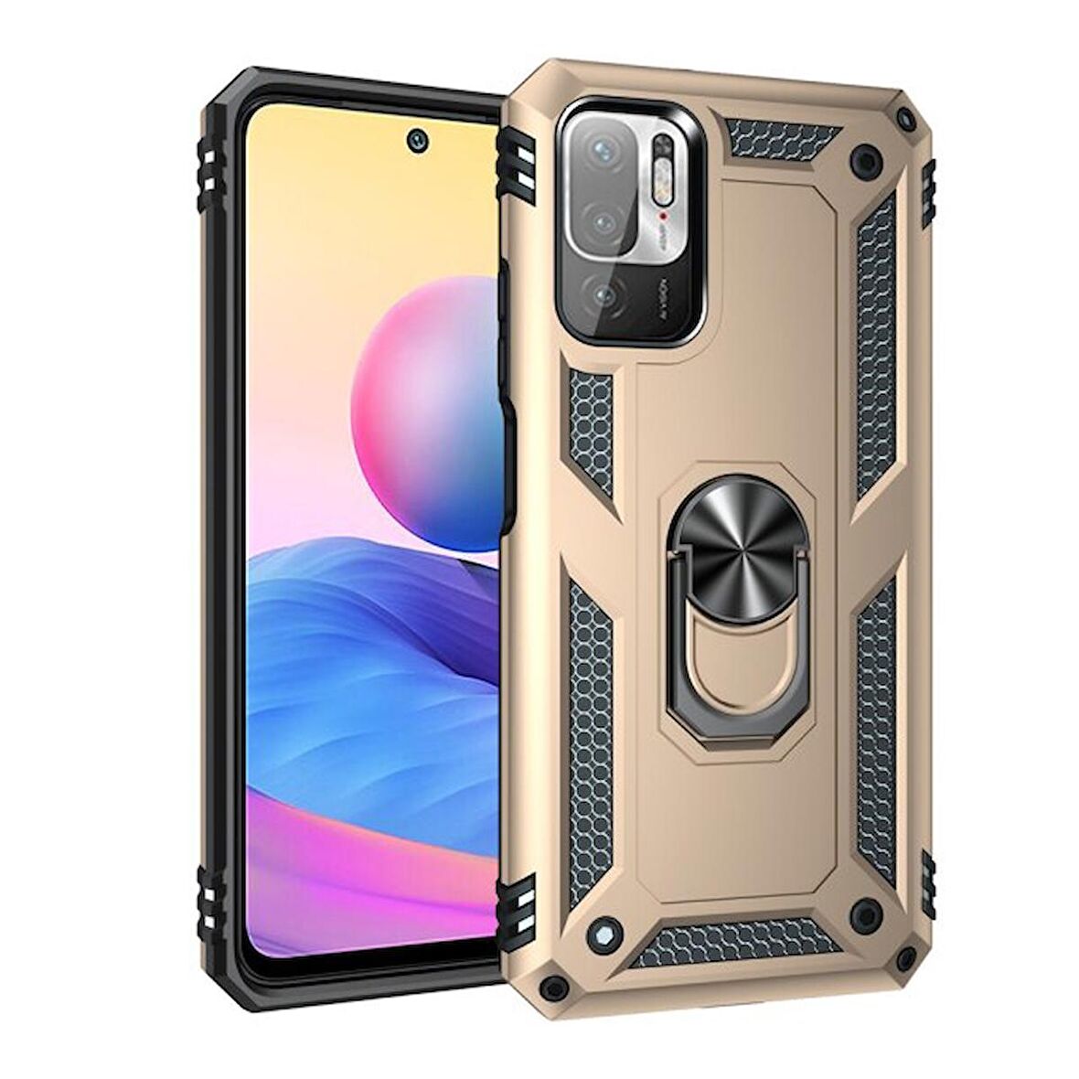 Smcase Xiaomi Poco M3 Pro 5g Kılıf Vega Yüzüklü Çift Katmanlı Tank Kapak 