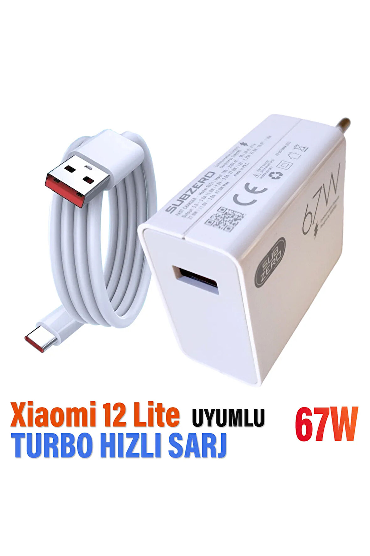 Xiaomi 12 Lite Uyumlu  Şarj Aleti ve 67W Turbo Hızlı