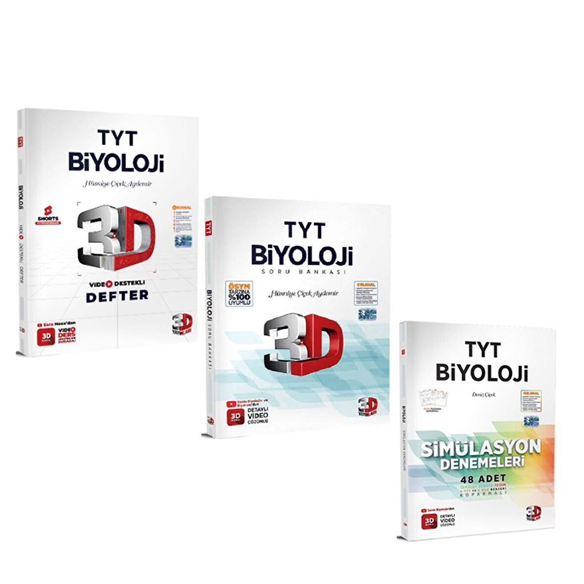 3D Yayınları TYT Biyoloji Video Destekli Defter Soru Bankası ve Deneme Seti 3 Kitap
