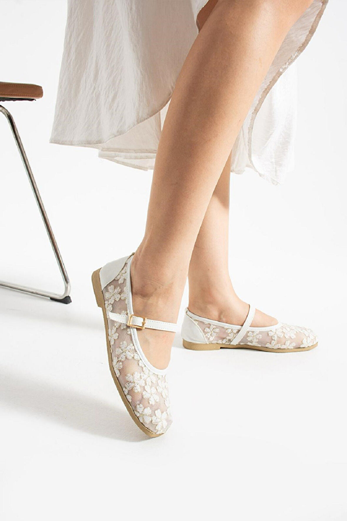 Kadın Babet Ev Babeti Tül Babet Rahat Hafif Babet Günlük Babet Beyaz