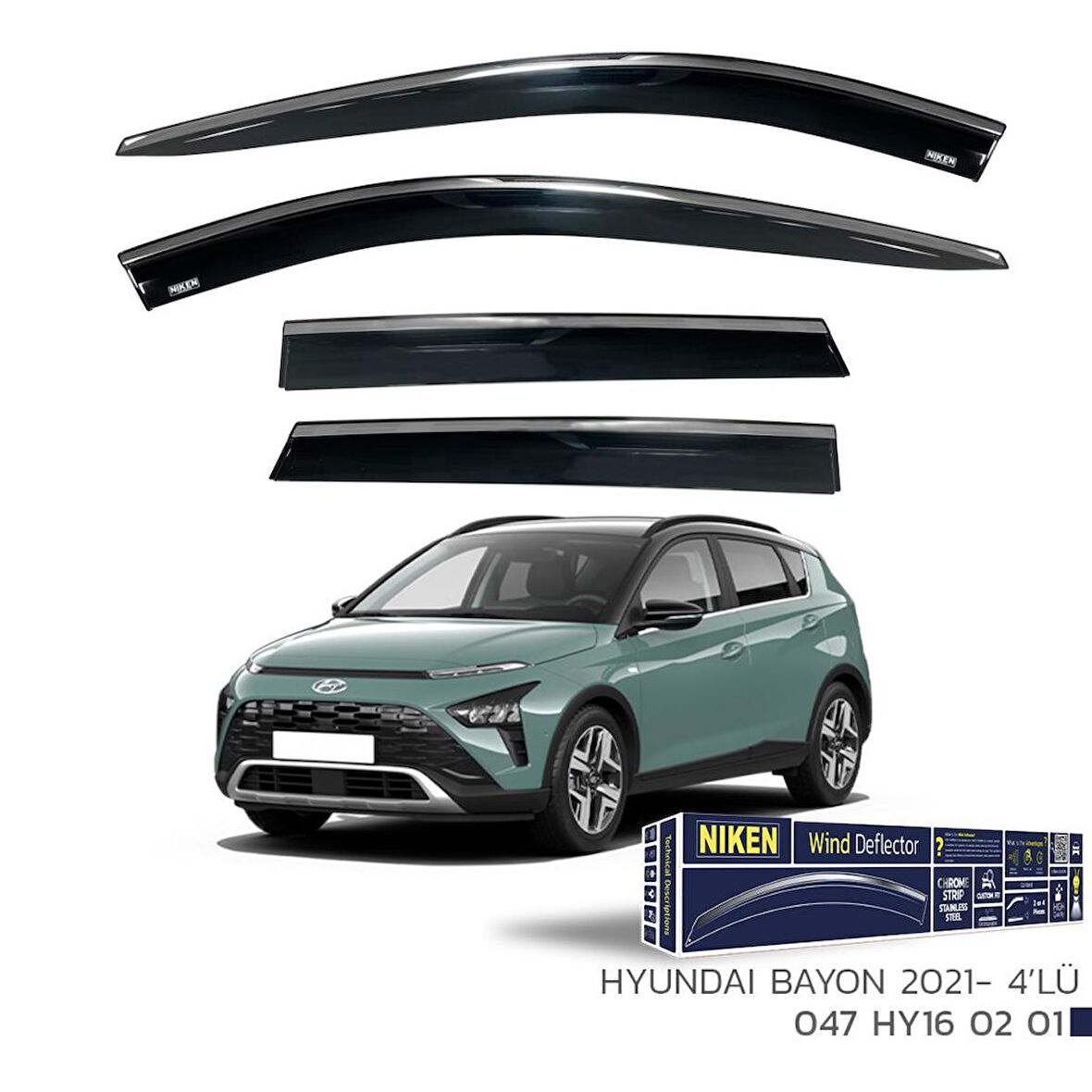 Hyundai Bayon Niken Kromlu Cam Rüzgarlığı 4lü 2021 ve Üstü