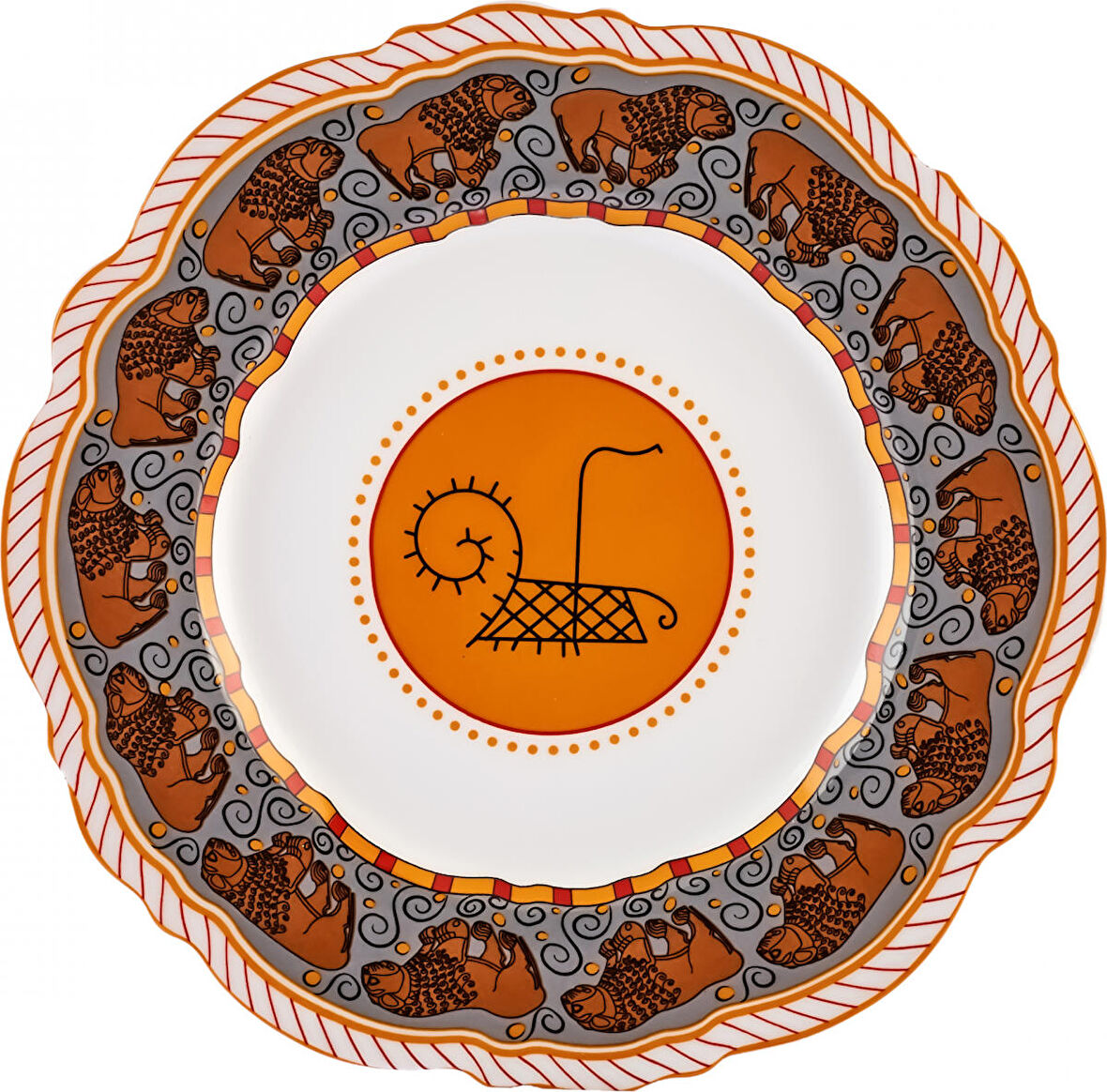 Karaca X Arslantepe Dalgalı Hitit Arslanı Porselen Pasta Tabağı 20 Cm