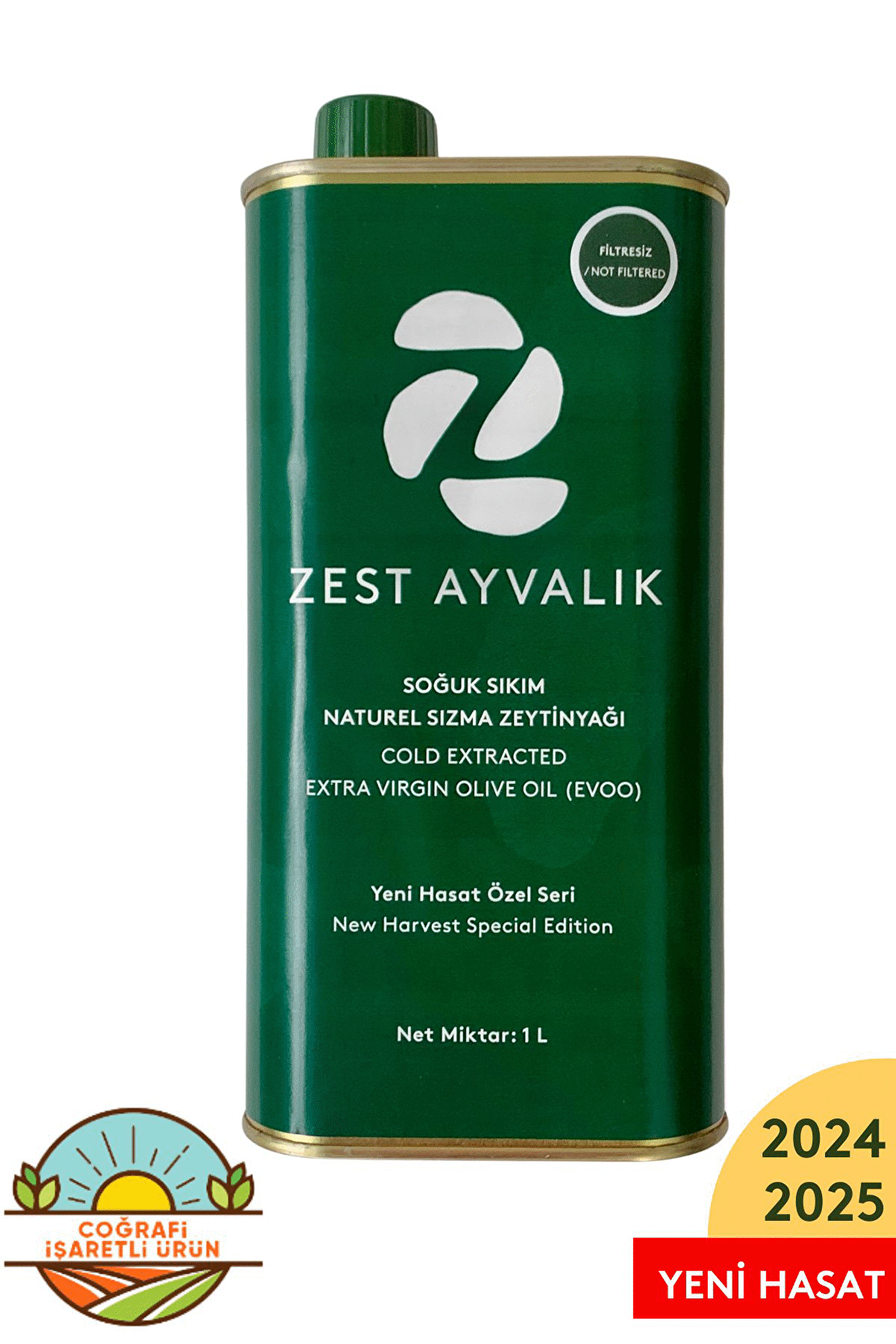 Zest Ayvalık Soğuk Sıkım Sızma Zeytinyağı 1 lt Teneke 