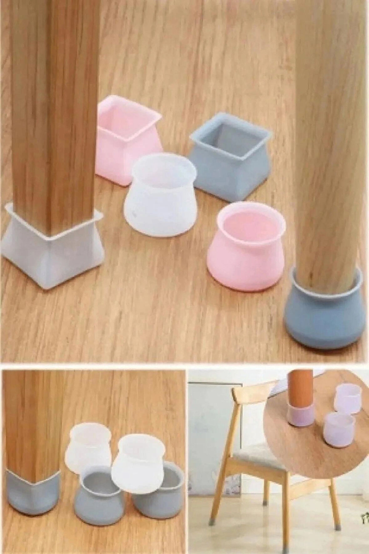 12 Adet Silikon Yuvarlak Sandalye Masa Mobilya Ayak Kapağı Koruyucu Kapak