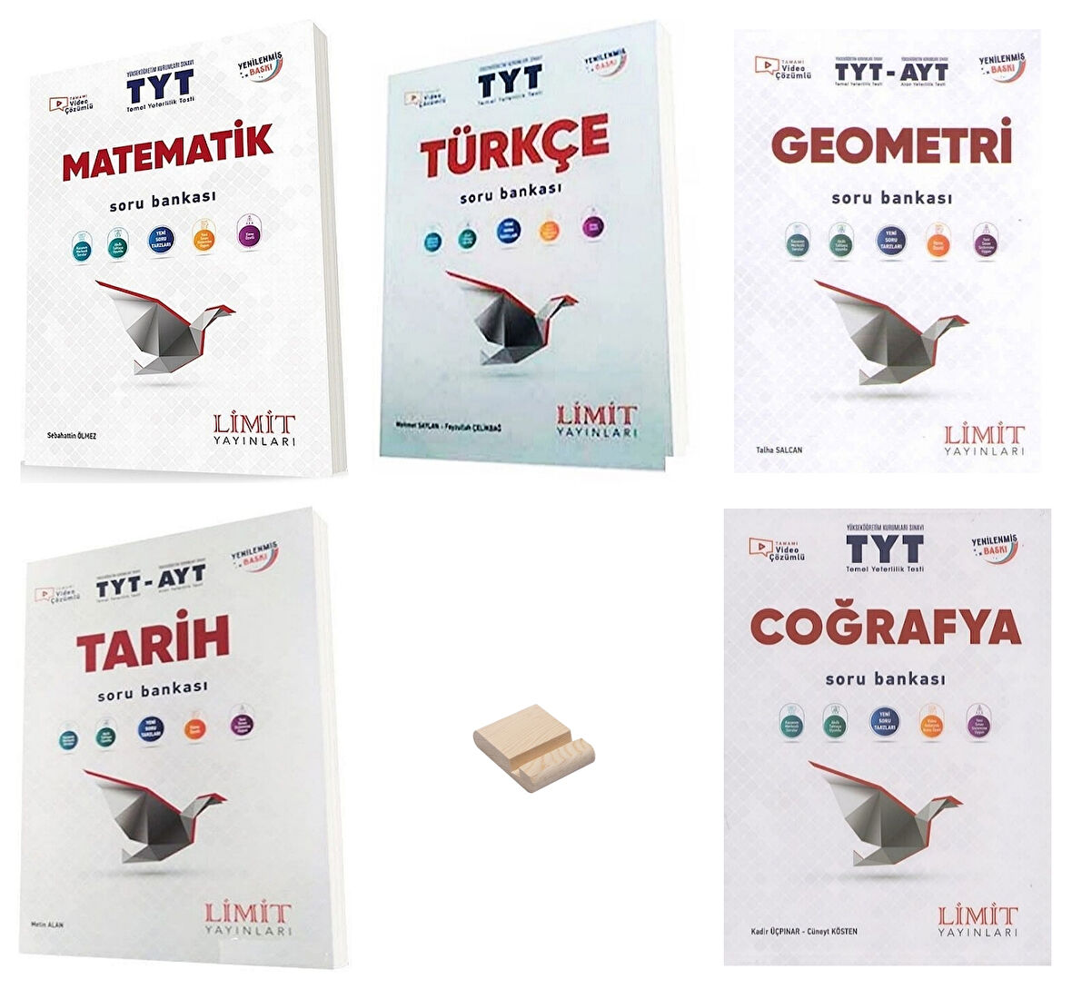 Limit TYT Matematik Türkçe Geometri Tarih ve Coğrafya Soru Bankası 5li Set + Telefon Standı