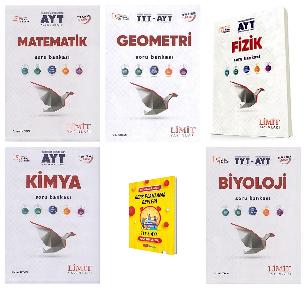 Limit AYT Matematik Geometri Fizik Kimya ve Bİyoloji Soru Bankası 5li Set + Telefon Standı