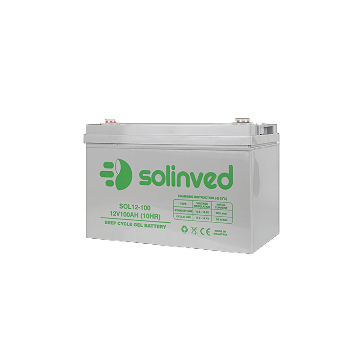 12V 100Ah Jel Akü Deep Cycle Korumalı Solinved