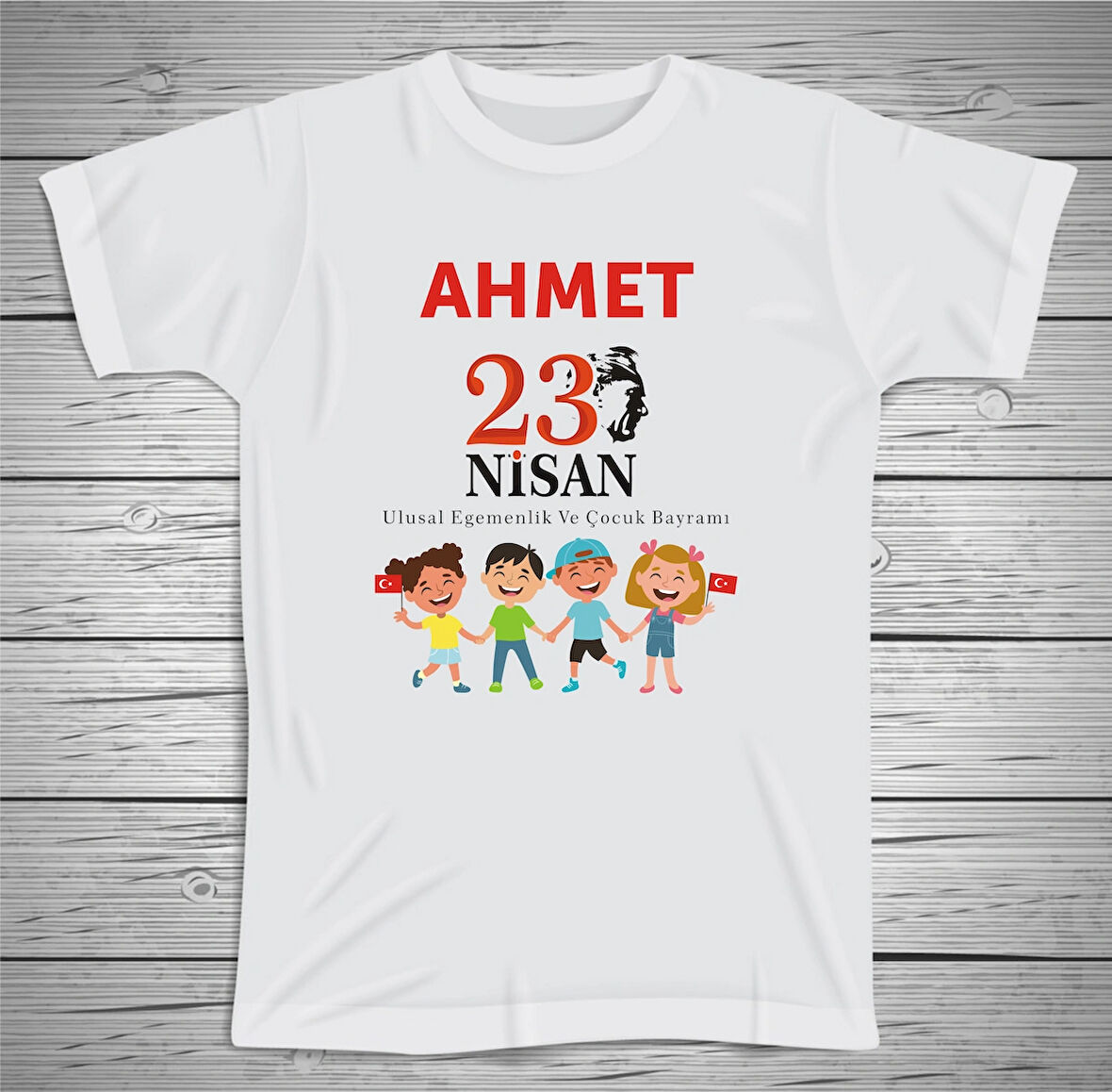 23 Nisan bayramı Tshirt , İsme Özel Baskılı , Micro Polyester Kumaş