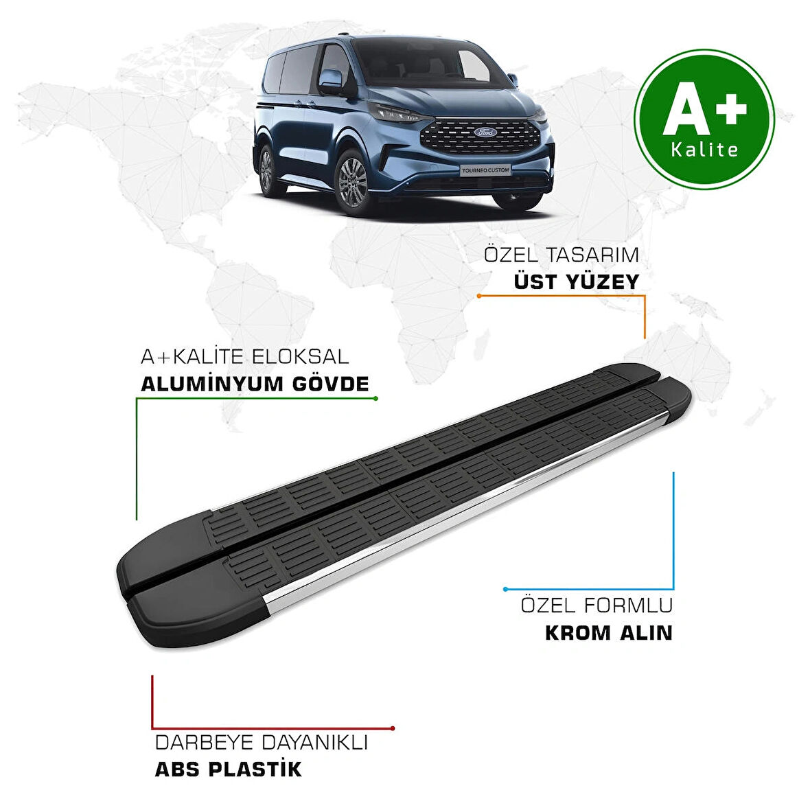 Ford Tourneo Custom Yan Basamak Kısa Şasi 2024 Model ve Sonrası S-Line
